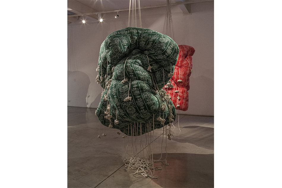 Marcela CorreaPeso muerto: Corina Ramírez, 2011Printed fabric, wool stuffing and cotton cords180 x 145 x 110 cm