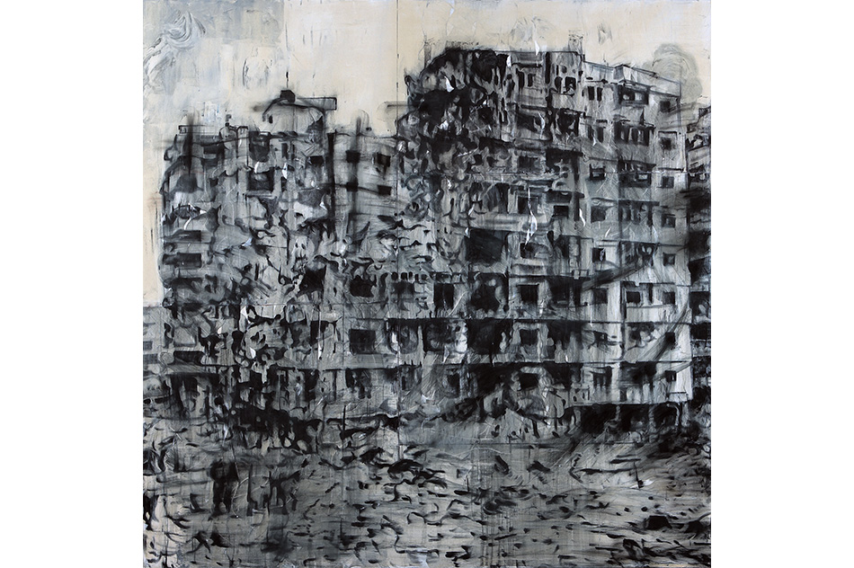 Jorge TaclaIdentidad Oculta 40, 2013Óleo y cera fría sobre tela250 x 250 cm