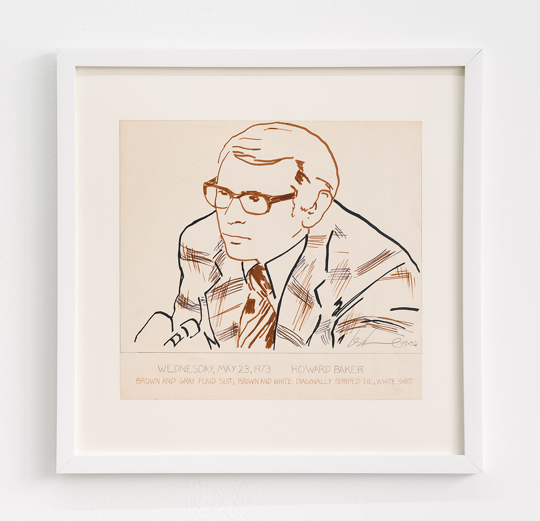 Watergate Fashions, 1973, ink on paper, 12 1/2 x 13 in. (31.8 x 33 cm.)