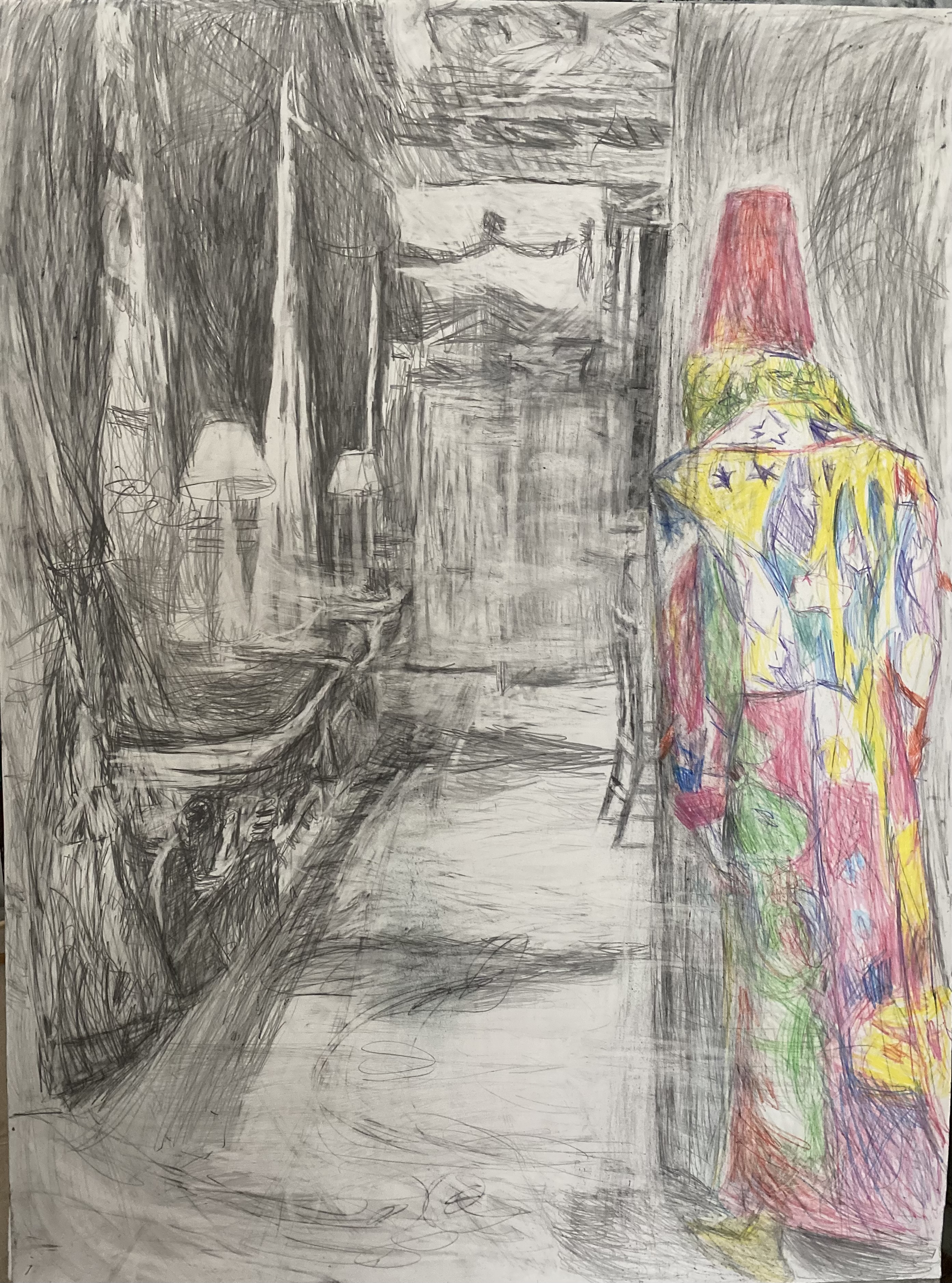 Moonlit entrance, drawing, 137 x 101 cm,  2022