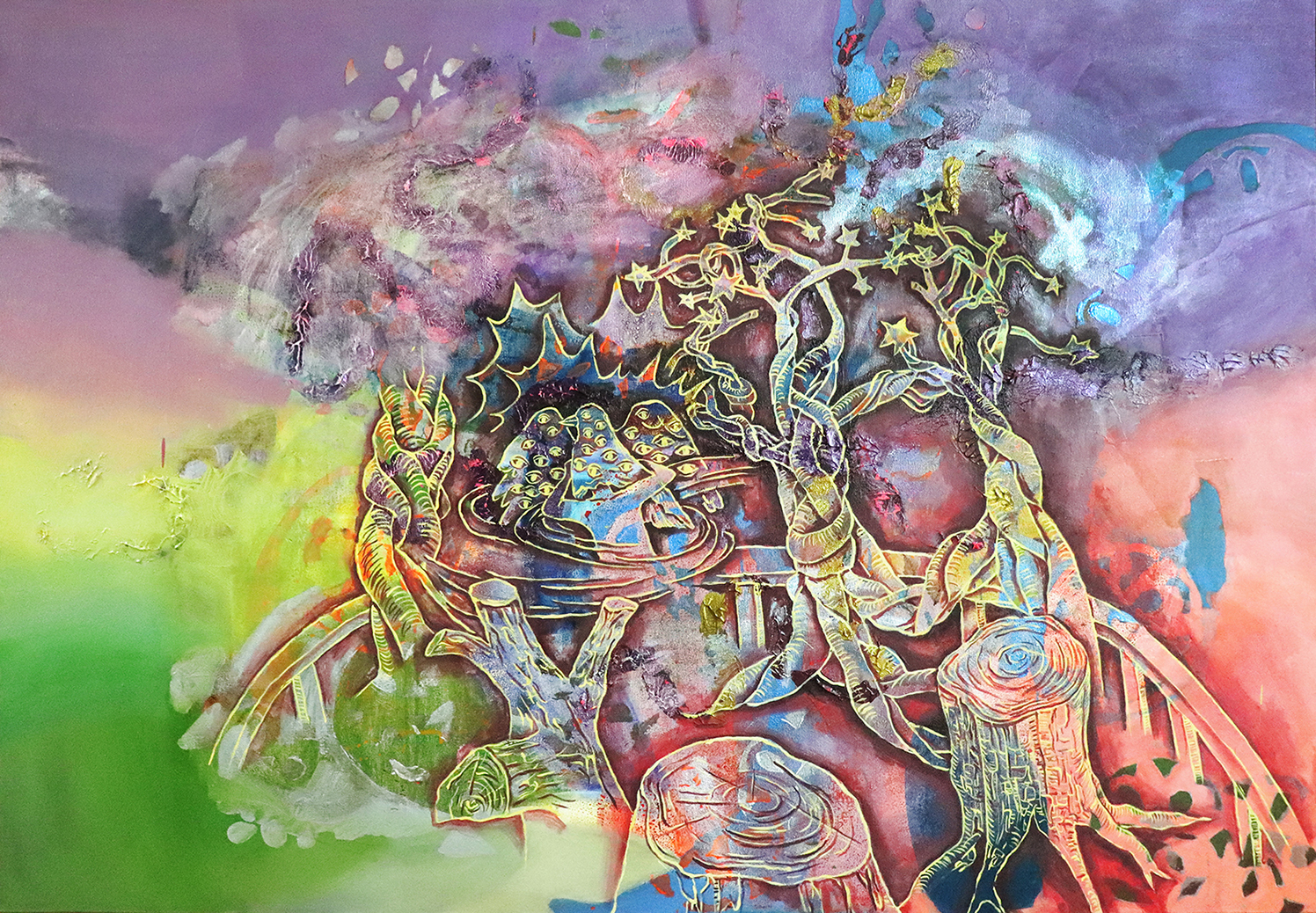 What are you looking for_Oil, Oilstick, Watercolor on Linen _112.1x162.2cm_2024