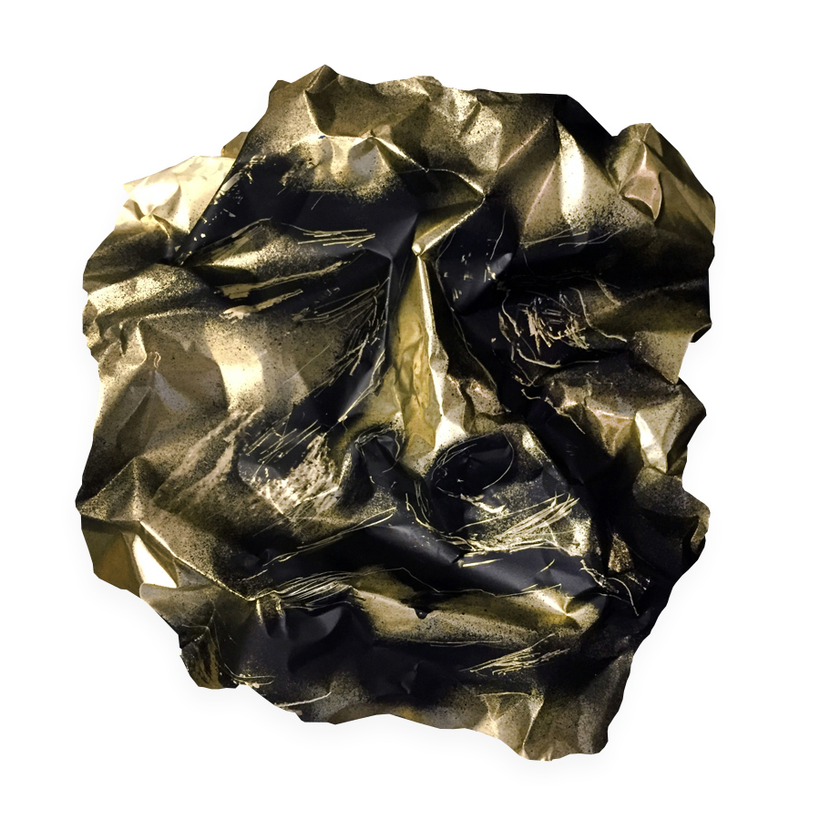 Micene Kid #1aluminium and spray paint, 42x38x8cm, 2017 · info