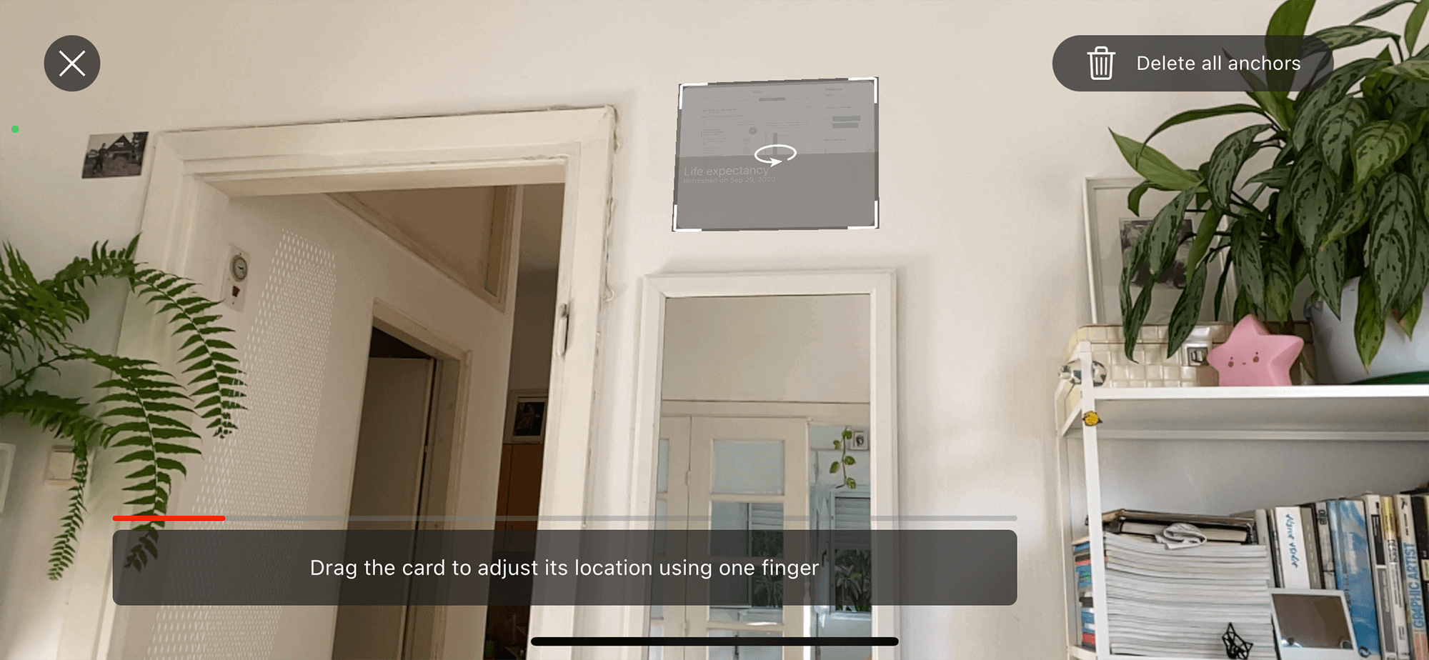 "Pinning" mode screenshot from a test of the POC build, landscape.
