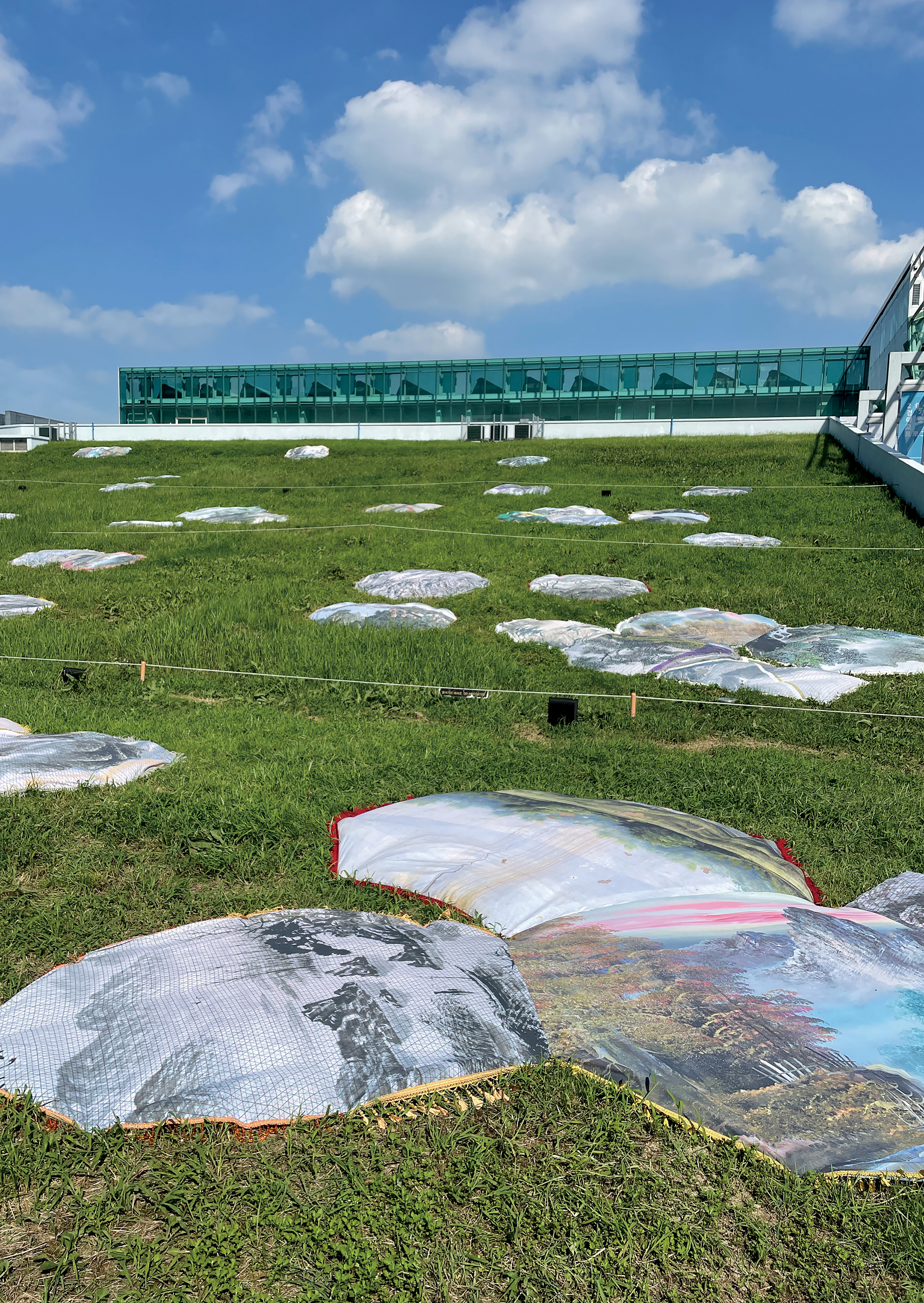 Drift_Atypical form, 2022  Pigment print on fabric, lace, Dimensions Variables,  Installation view_Museum Access: Through the Eco-Corridor, Gyeonggi Museum of Modern Art, Korea 