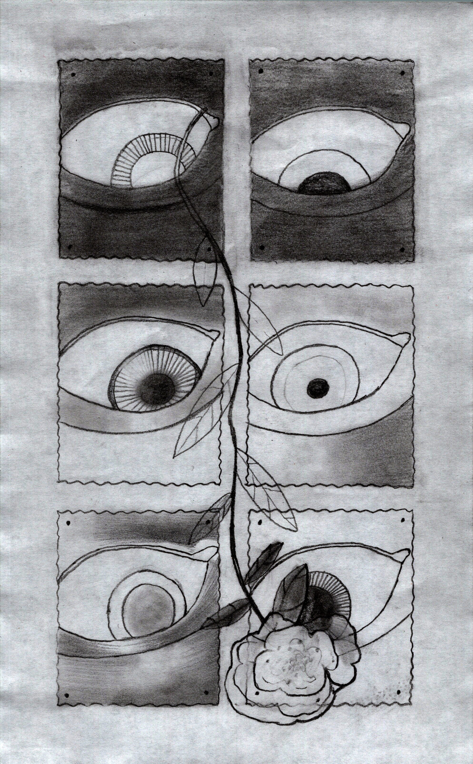 Looking at a Flower (5"x7", graphite on paper)