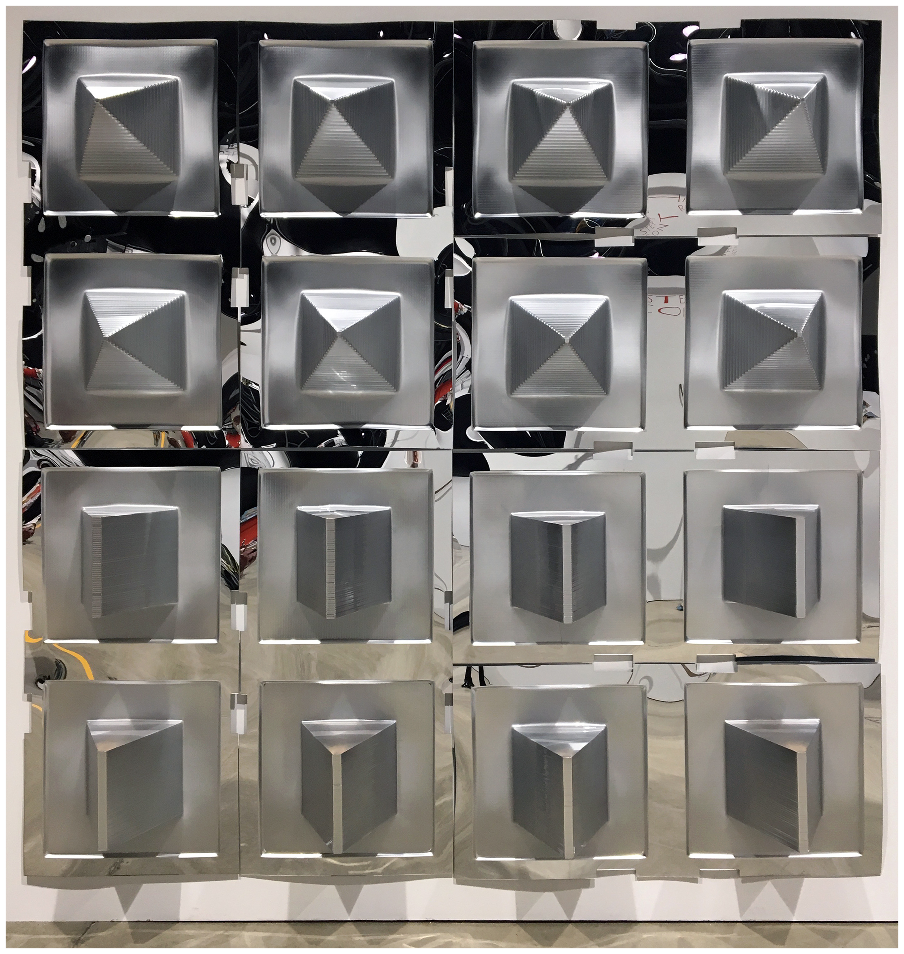 Don't Try Bucking the System, 2016Mirrored acrylic, laser cut MDF108 x 108 x 12 in.274.32 x 274.32 x 30.48 cm