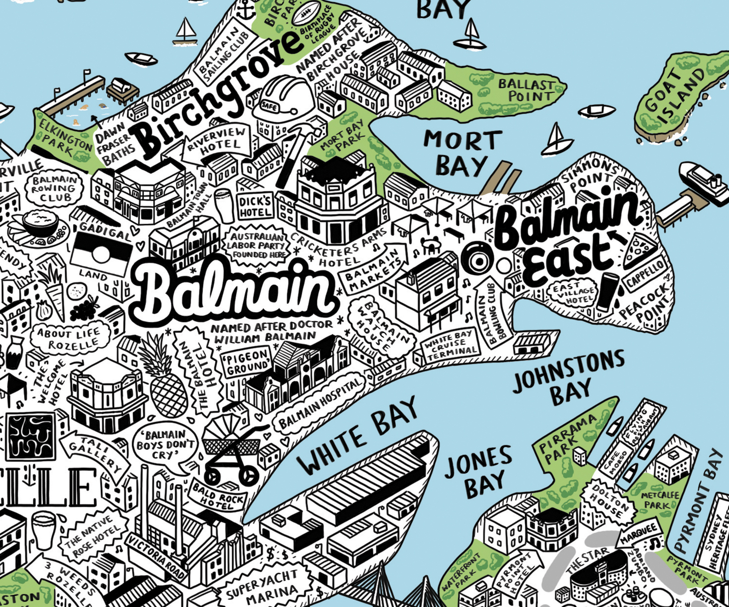 hand drawn map of sydney — Jenni Sparks