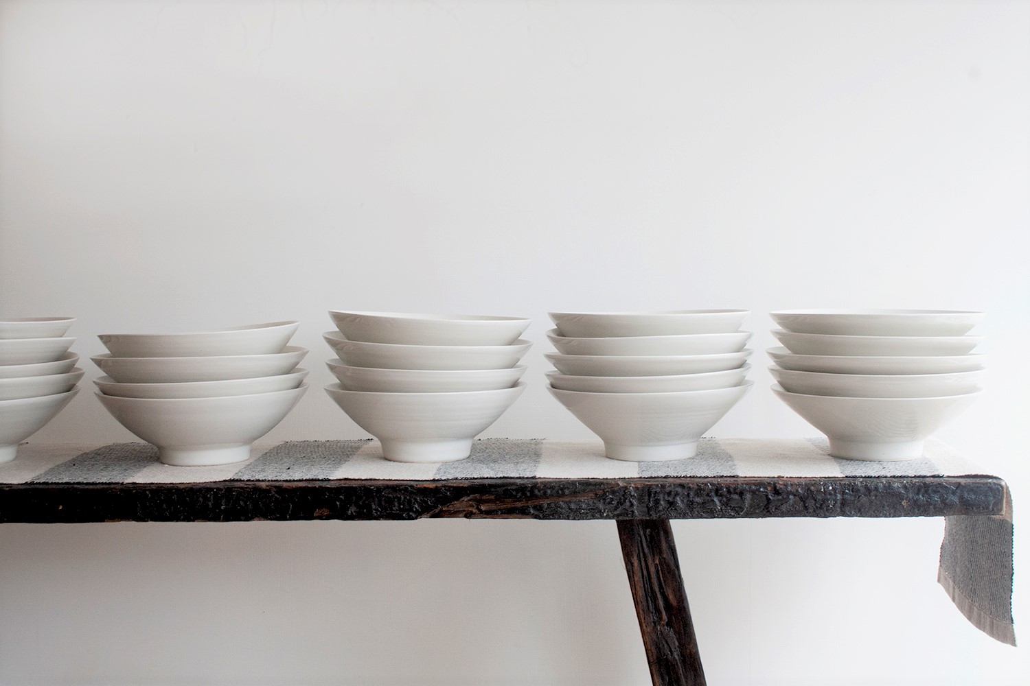 Pensons, Herefordshire. Dessert bowls in white celadon.