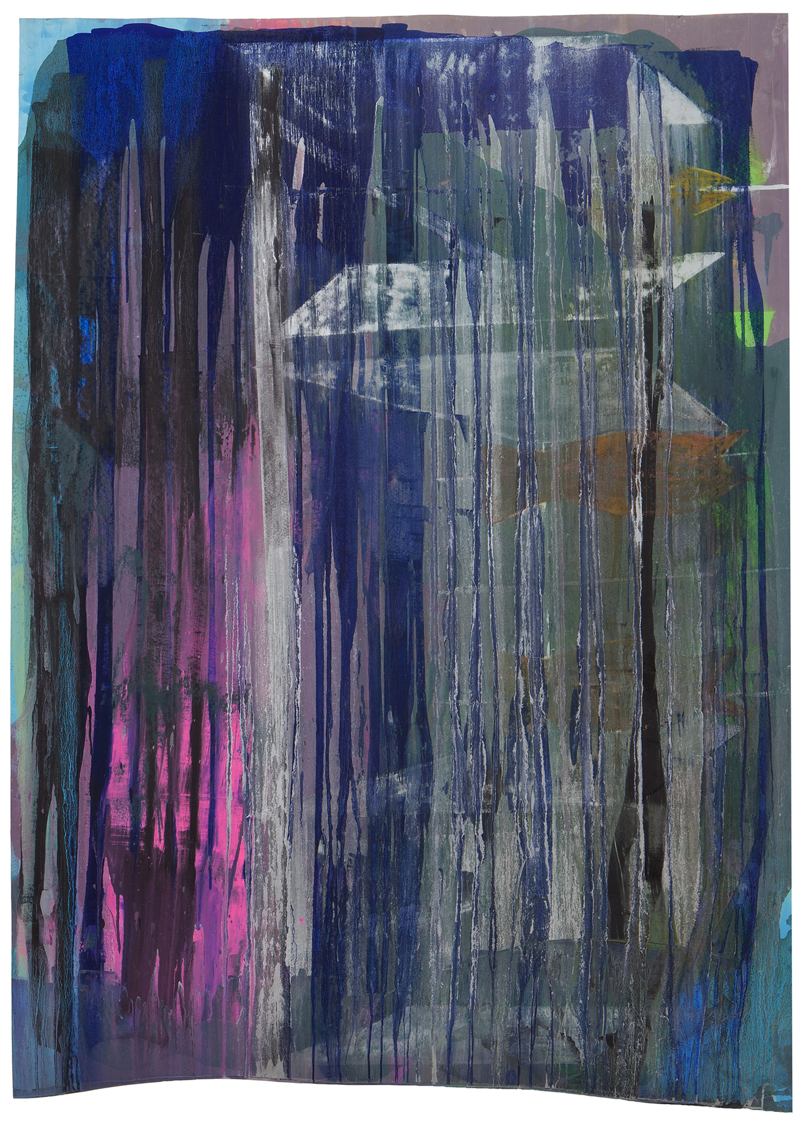 Fish Skewer, 2015, Oil and Pigments on Cotton Paper, 178x128 cm