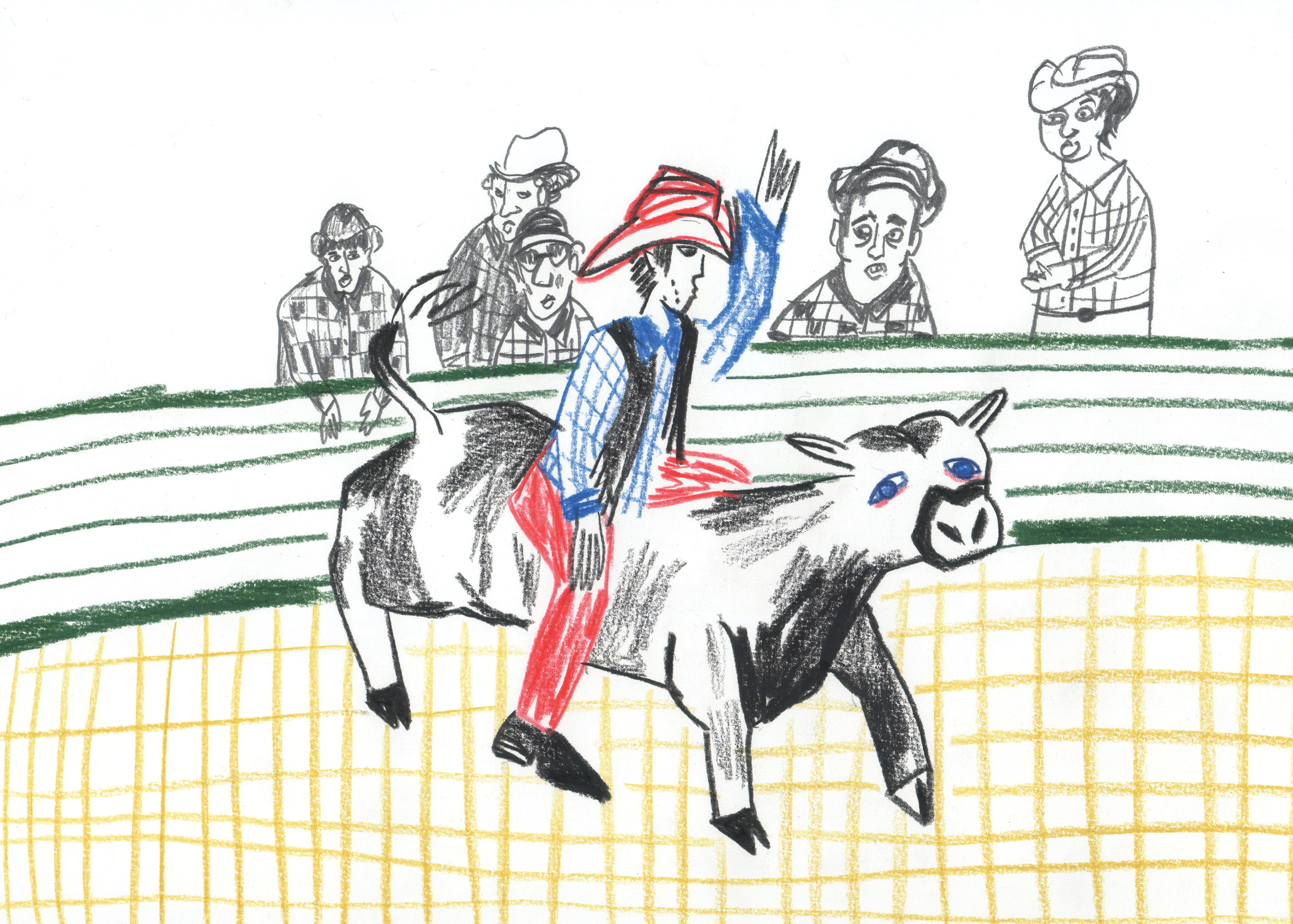Rodeo, pencils on paper