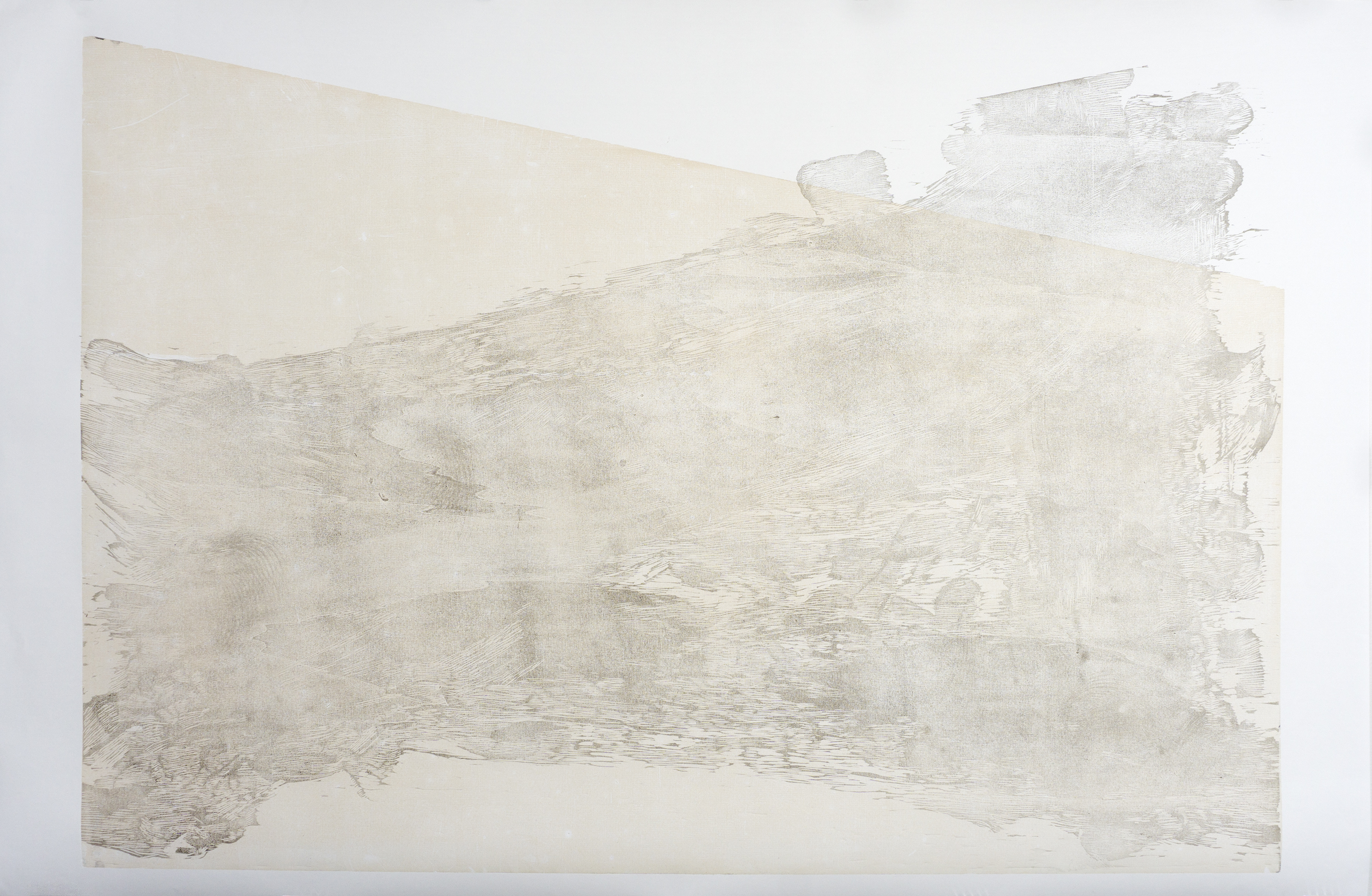 Transition II, 2018, hand printed poplar carving on Fabriano paper, 150 x 110 cm, VE 1/3