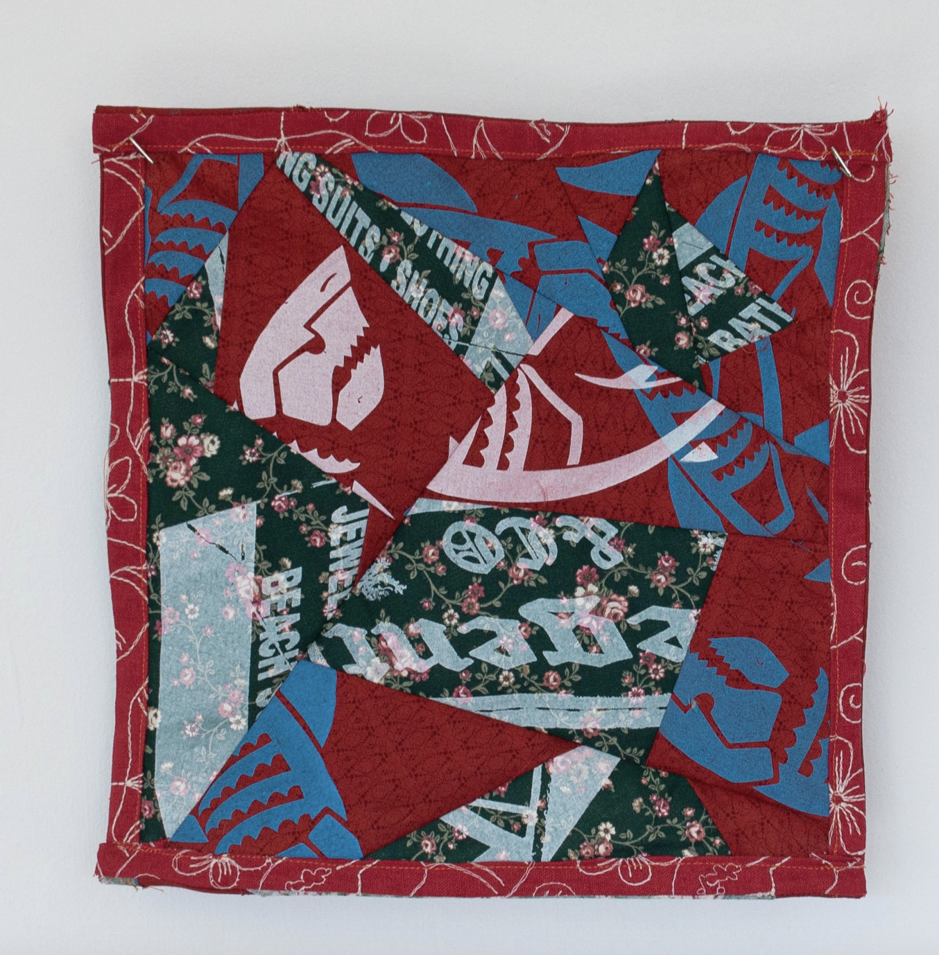 Sharknado01. 2023. Screen print on fabric. 13" by 13".