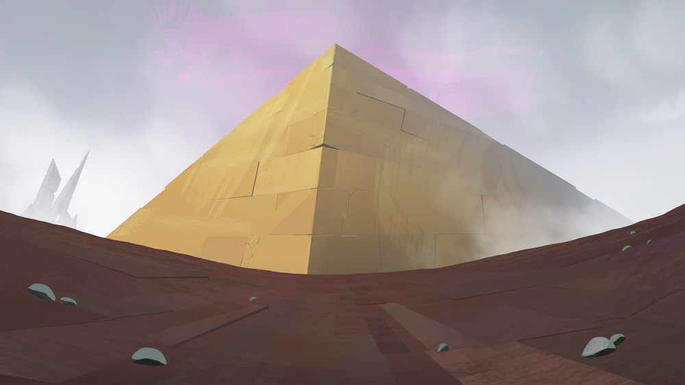 Layout design woestijn en piramide voor Clash of Shapes animation.