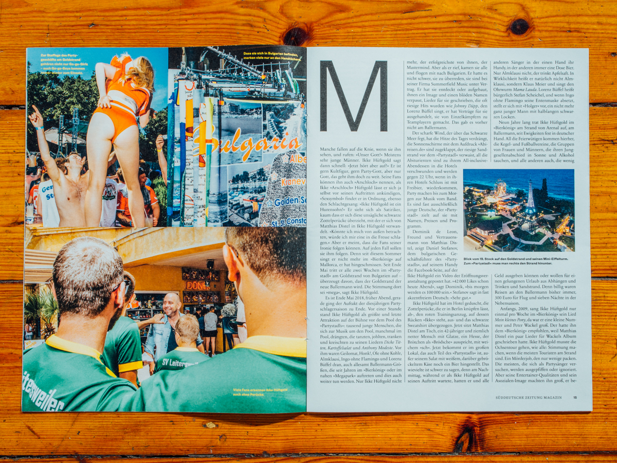 SZ Magazin Nr. 33 / Reportage &uuml;ber IKKE H&uuml;ftgolds Neuanfang am Goldstrand in Bulgarien / August 2018