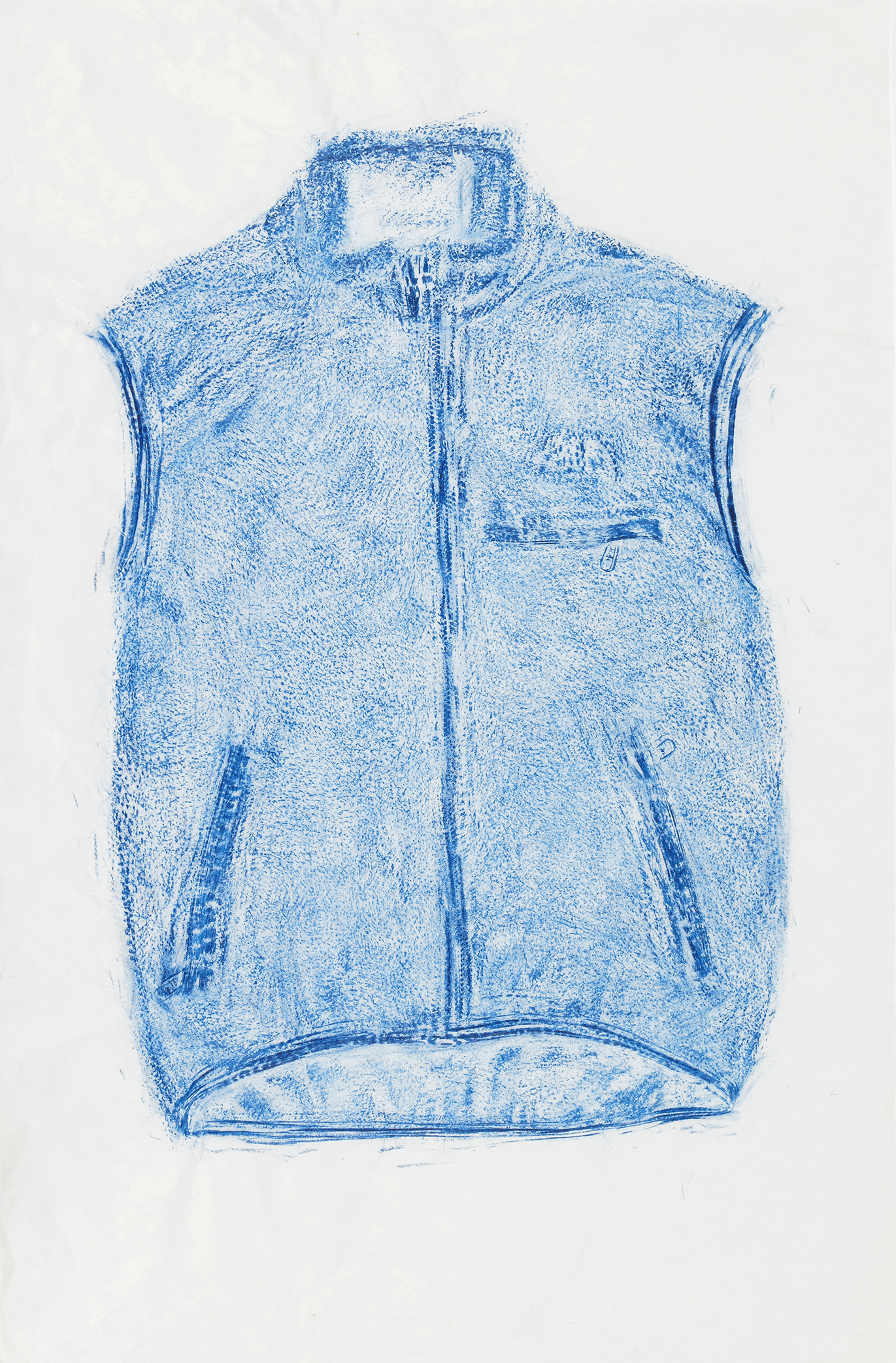 Hiking Fleece, 2015. Frottage; encaustic and wax on paper, 38 x 25 1/8 inches (96.5 x 63.8 cm)