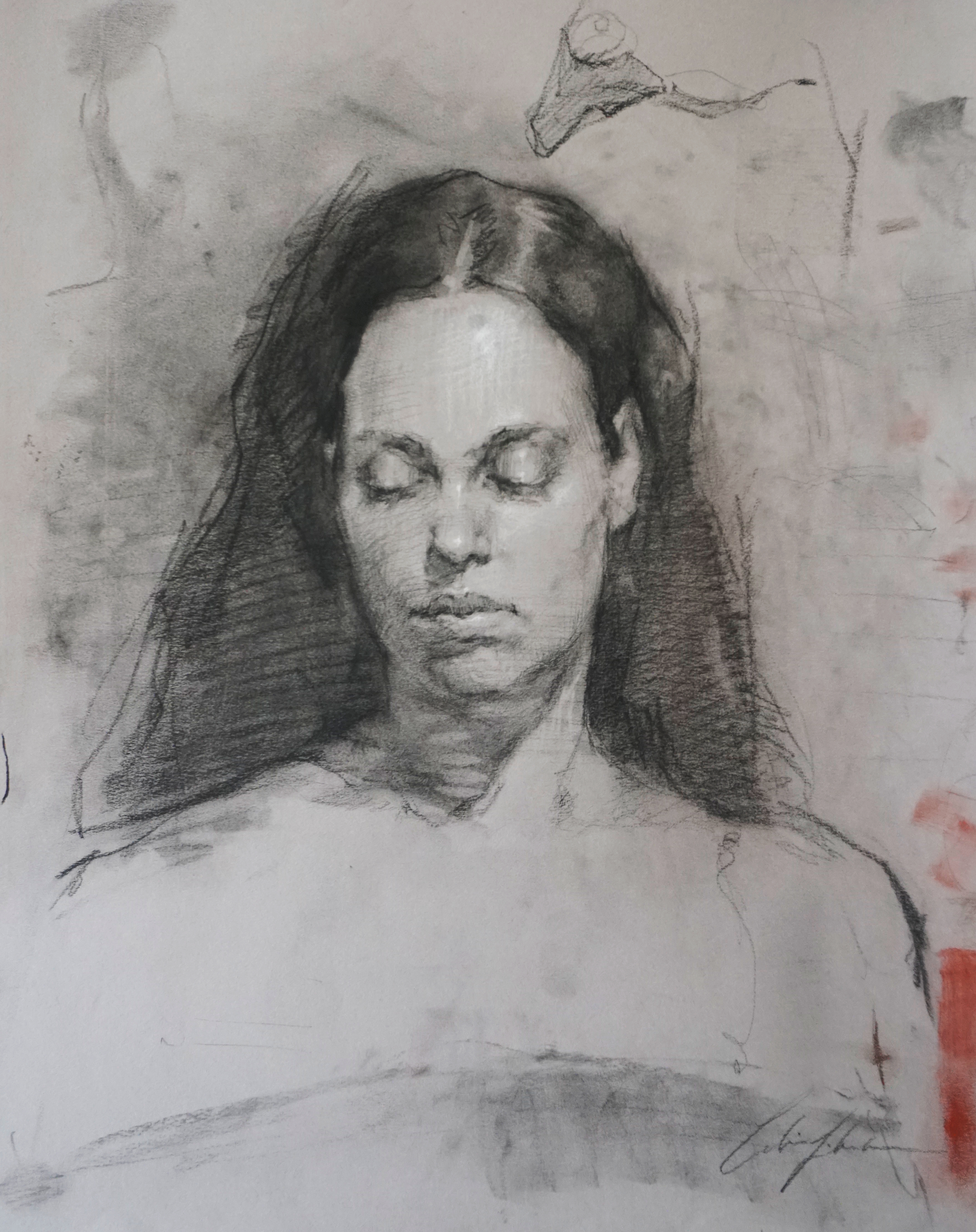 BFAC Demo of Emily, Graphite and Chalk, 16x19.5&rsquo;&rsquo;, $650