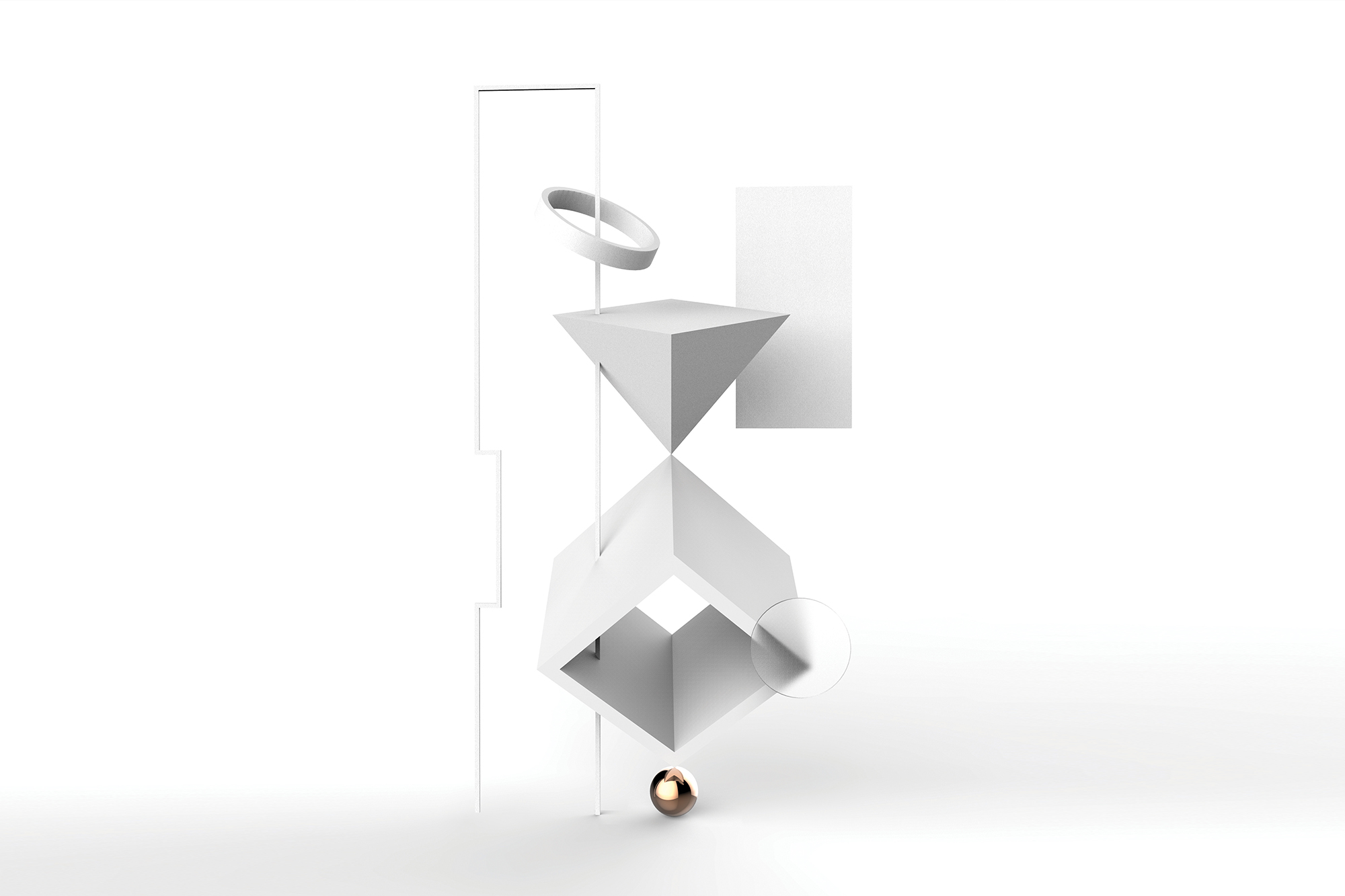 'The Moment Before It Falls', 3D design, exploring the edge between equilibrium and balance, 2016