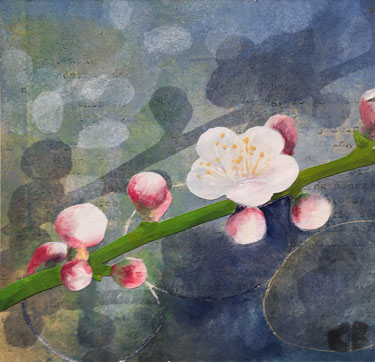 Spring Shoots No. 2 2015  Mixed media on board 8” x 8”