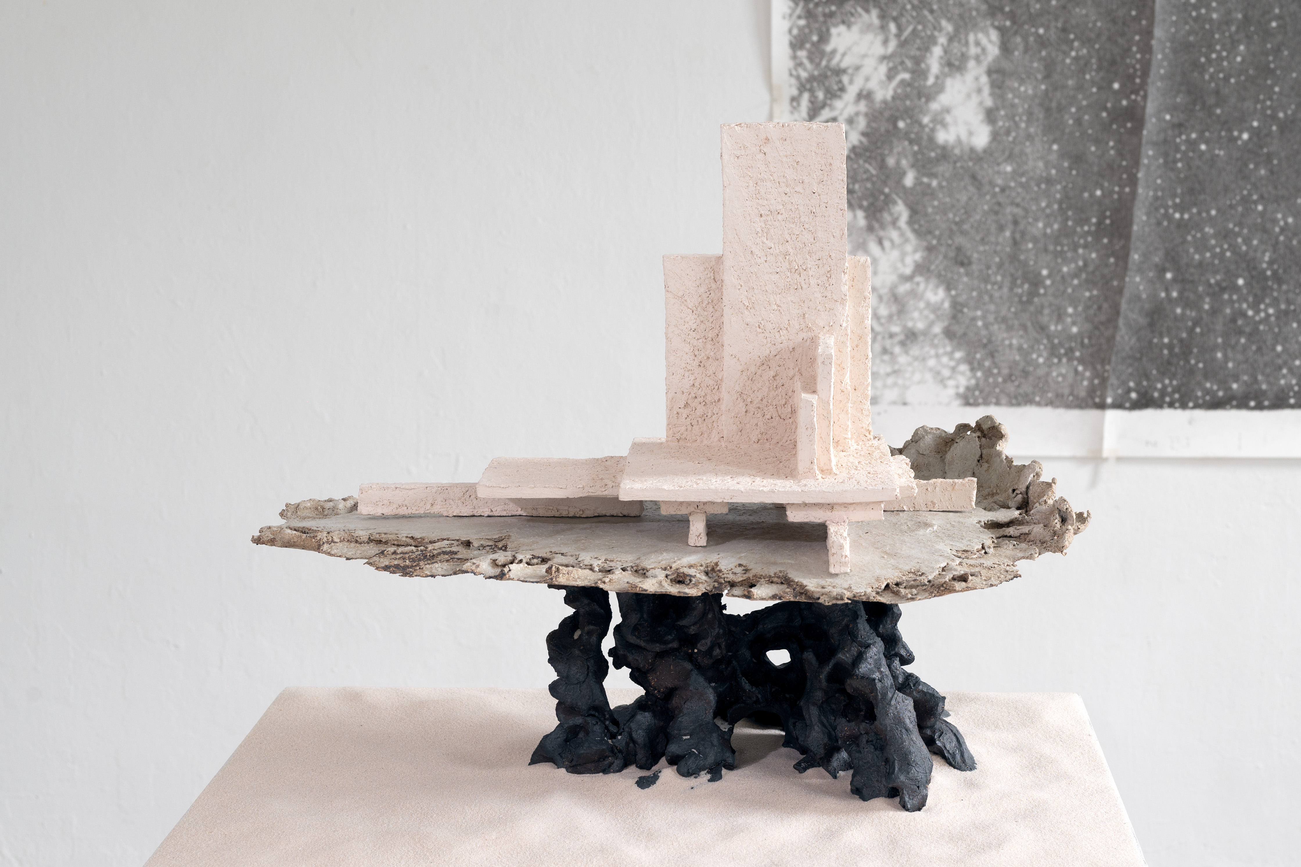 Plaatsvinding2022&nbsp;&nbsp;ceramics, sand&nbsp;&nbsp;[drawing in back Bas Ketelaars]