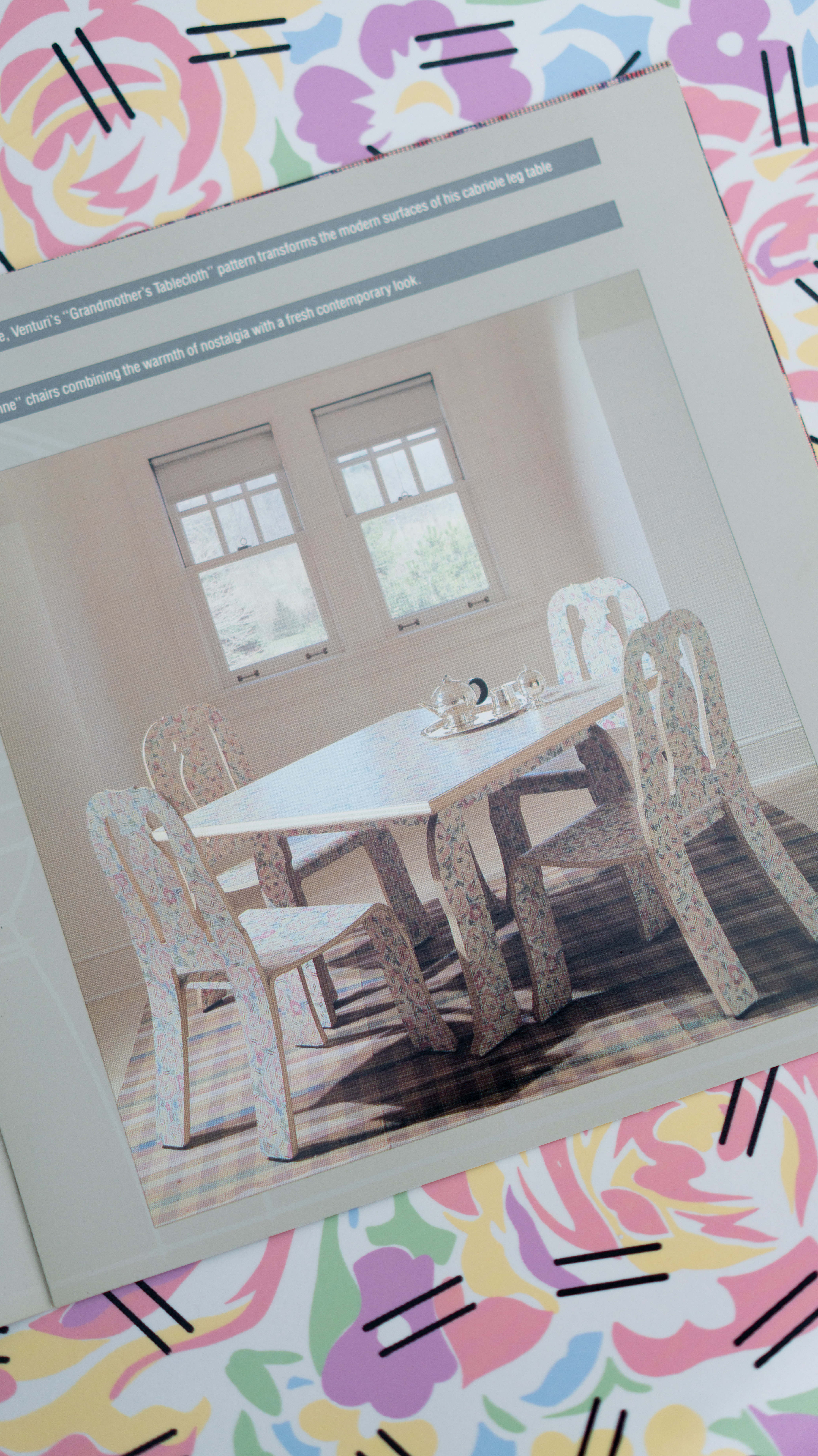 SWEETERFAT KNOLL CHIPPENDALE CHAIR GRANDMOTHERS TABLECLOTH ROBERT VENTURI DENISE SCOTT BROWN, VINTAGE CHIPPENDALE POSTMODERN RARE CHAIR