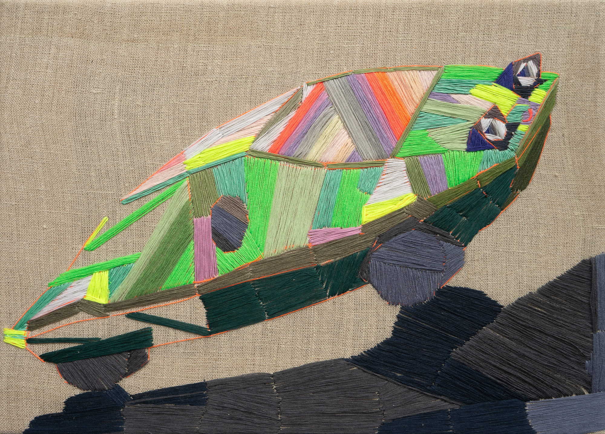 Lancia sibilo / 25×35 cm / embroidery on canvas