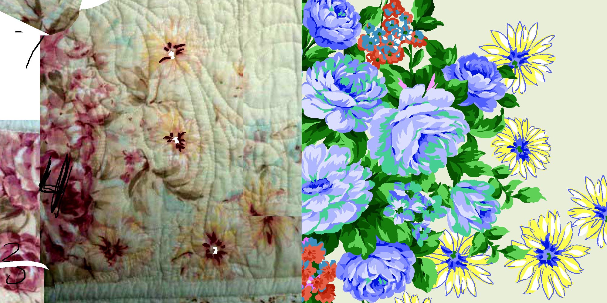 vintage quilt recreated for engraving