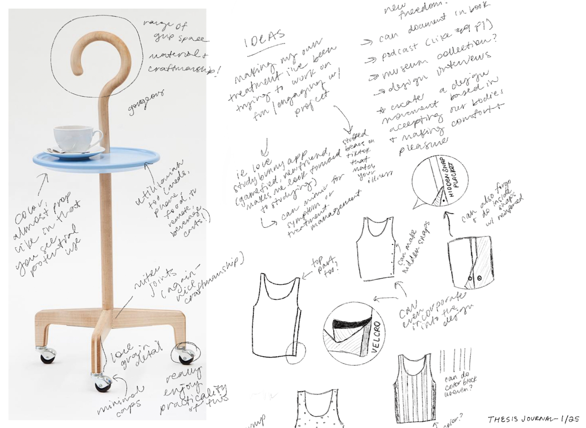 Design sketches reflecting on the cane from Studio Lanzavecchia + Wai), as well as other ideas for adaptive design.