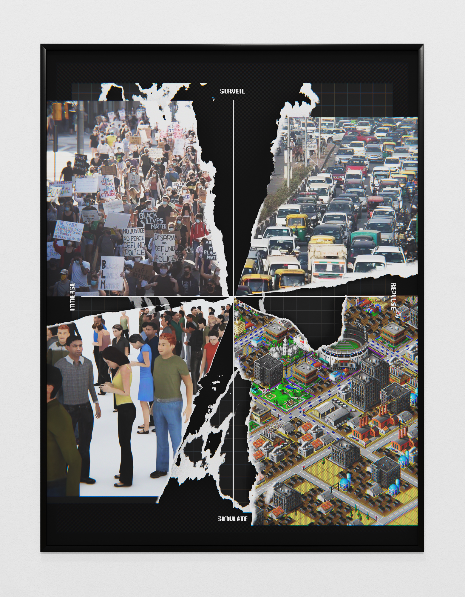 Surveil/simulate immerse/repulse, 2022, inkjet print, 24 x 18 in. (61 x 46 cm)