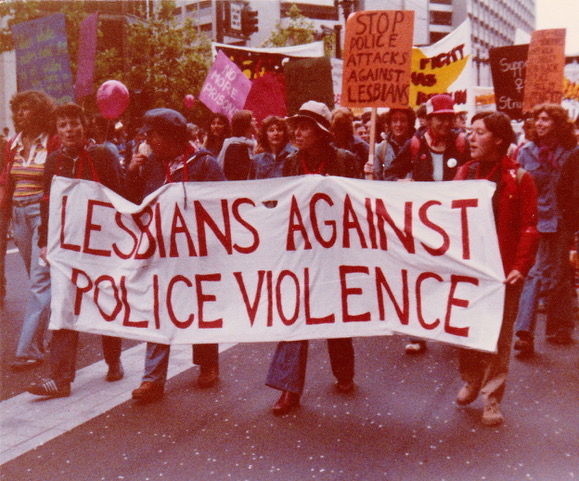 Lesbians Against Police Violence contingent at San Francisco Gay Freedom Day, date unknown.