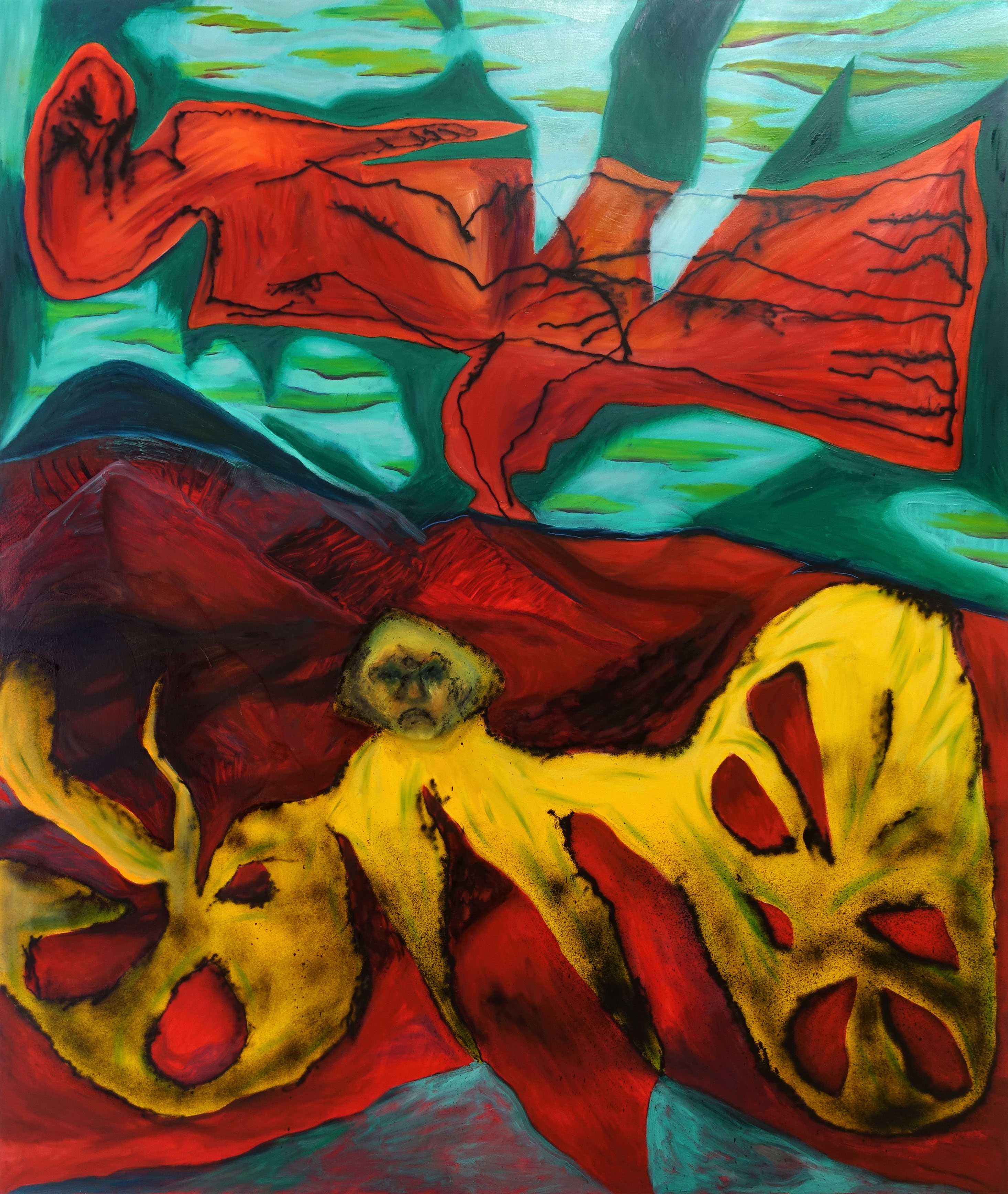 Sacakortxooil and spray paint on canvas, 170x140cm, 2021