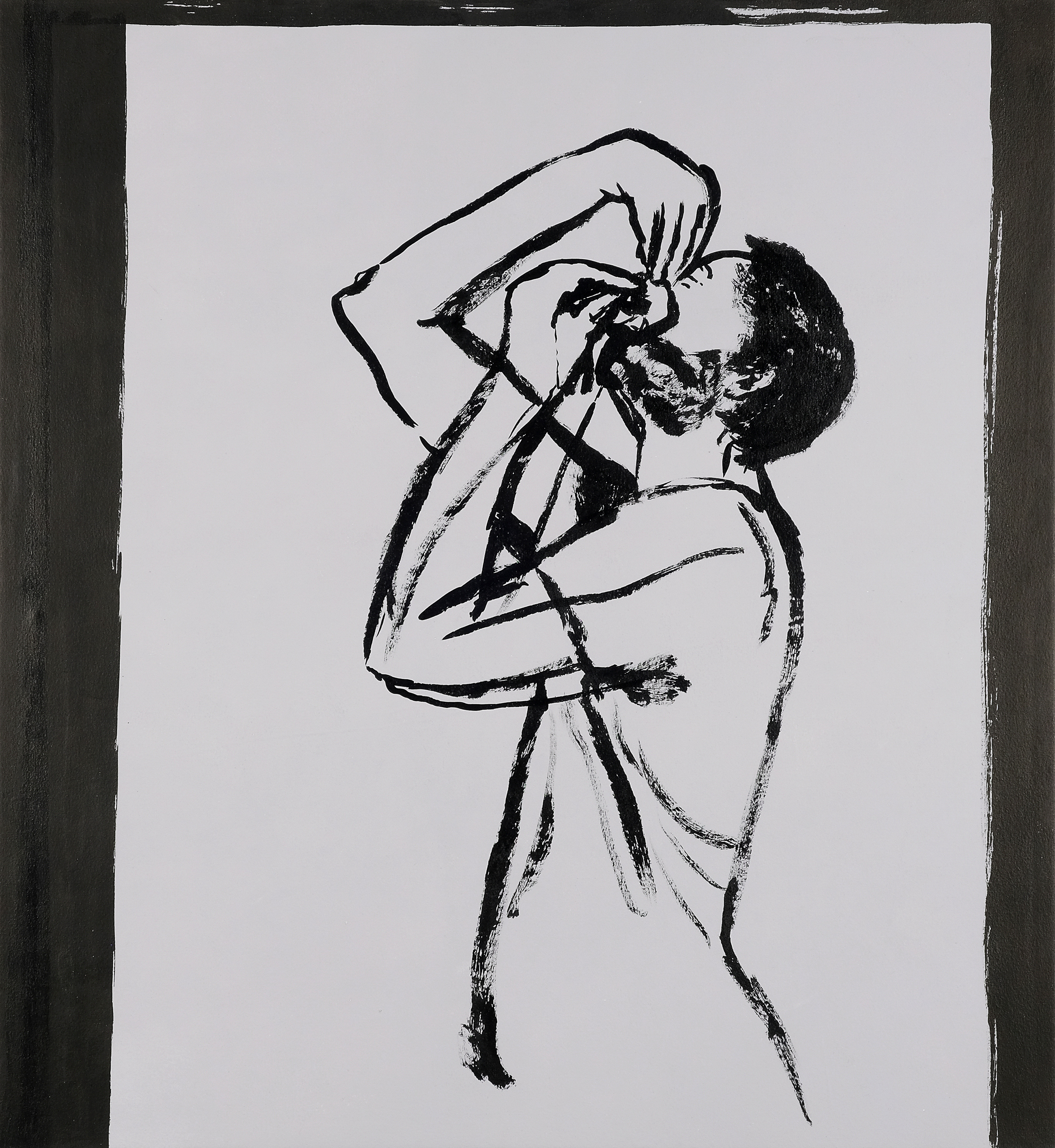 Jonah Sack, Nose Bleed (2017) | Ink and acrylic on canvas ; 124 x 112 cm