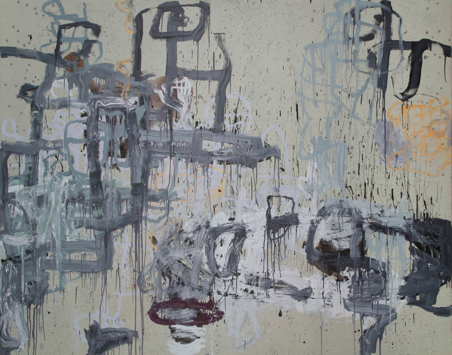 Crybaby, 2011, oil on canvas with crystallina, 90x114in