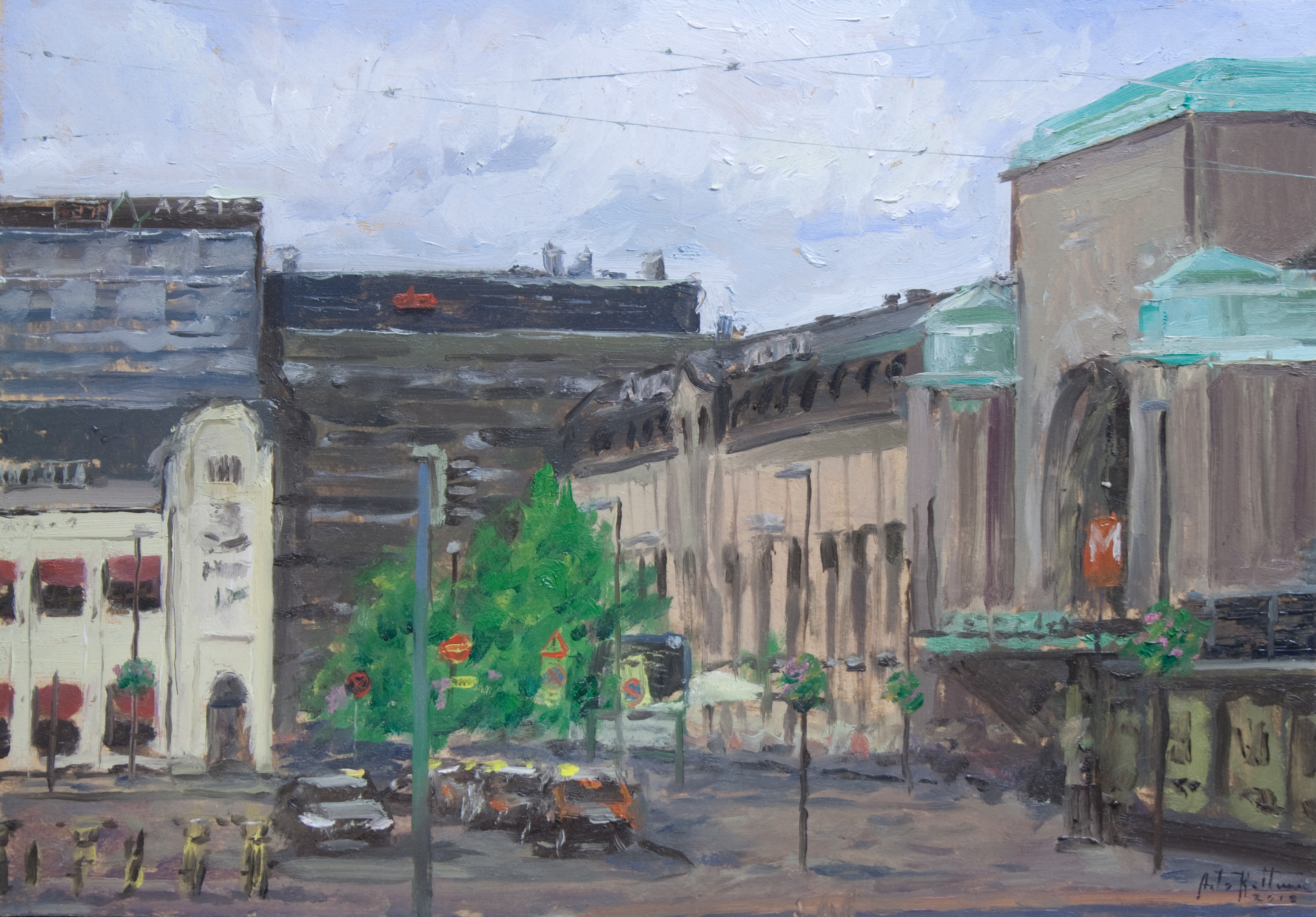 "Elielinaukio II", oil, 24x35cm, 2018