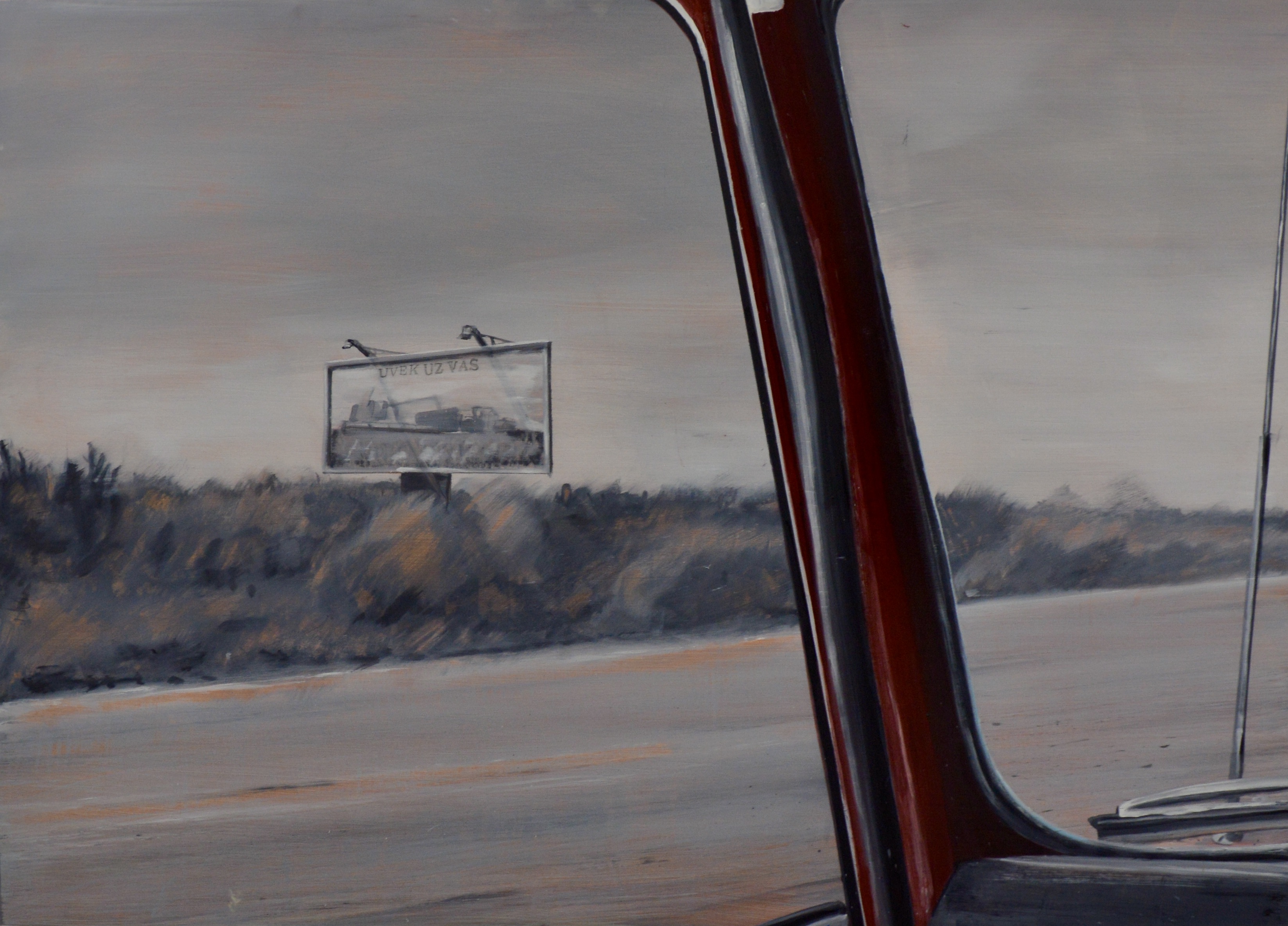Can you take us over the border to Timisoara?, Oil on plywood, 106 x 148.5 cm