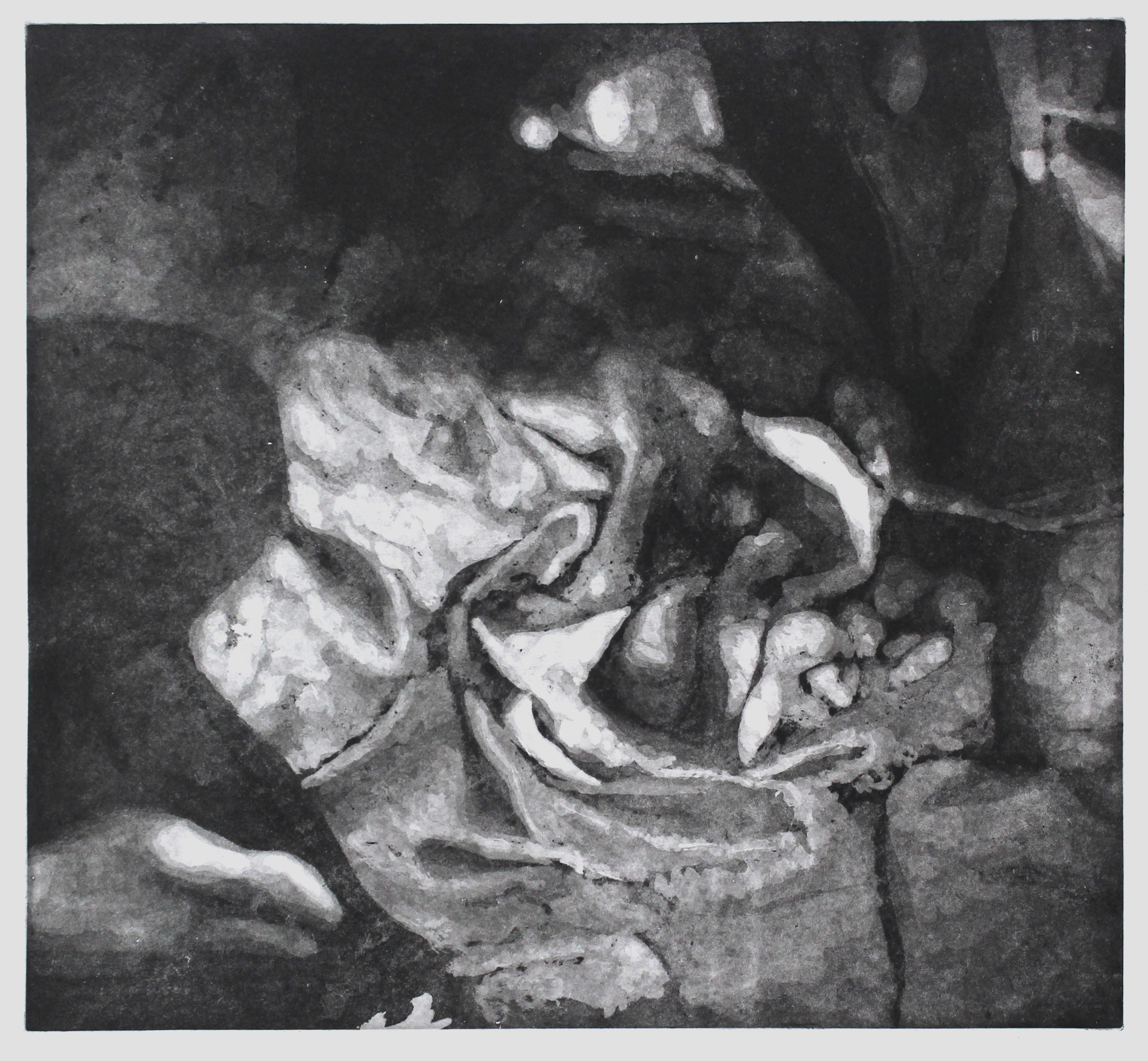A fire not tender for two, Etchings on Somerset, 43cm x 47cm, 2012