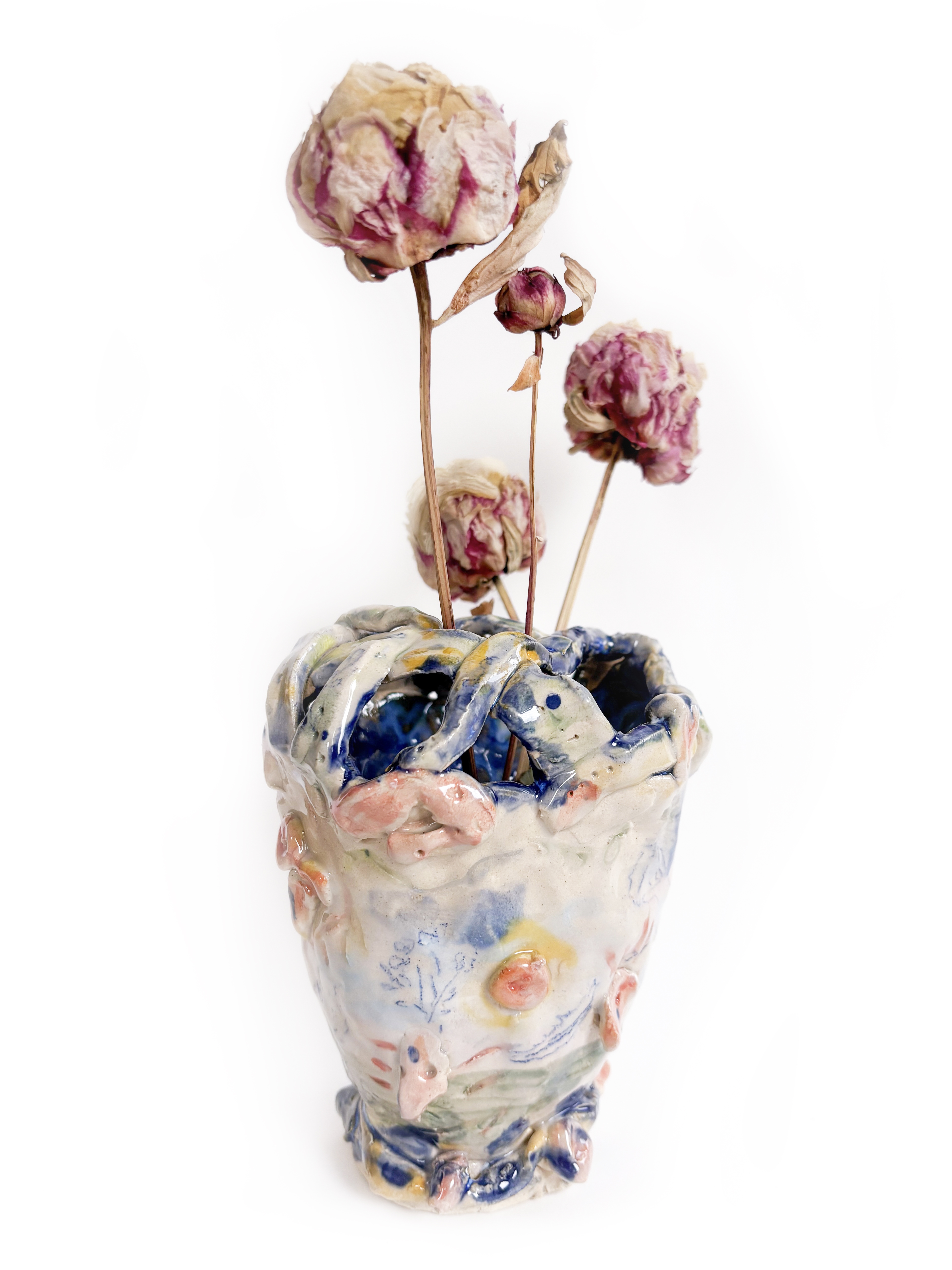 &bdquo;A vase with roses", glazed ceramics, 2026