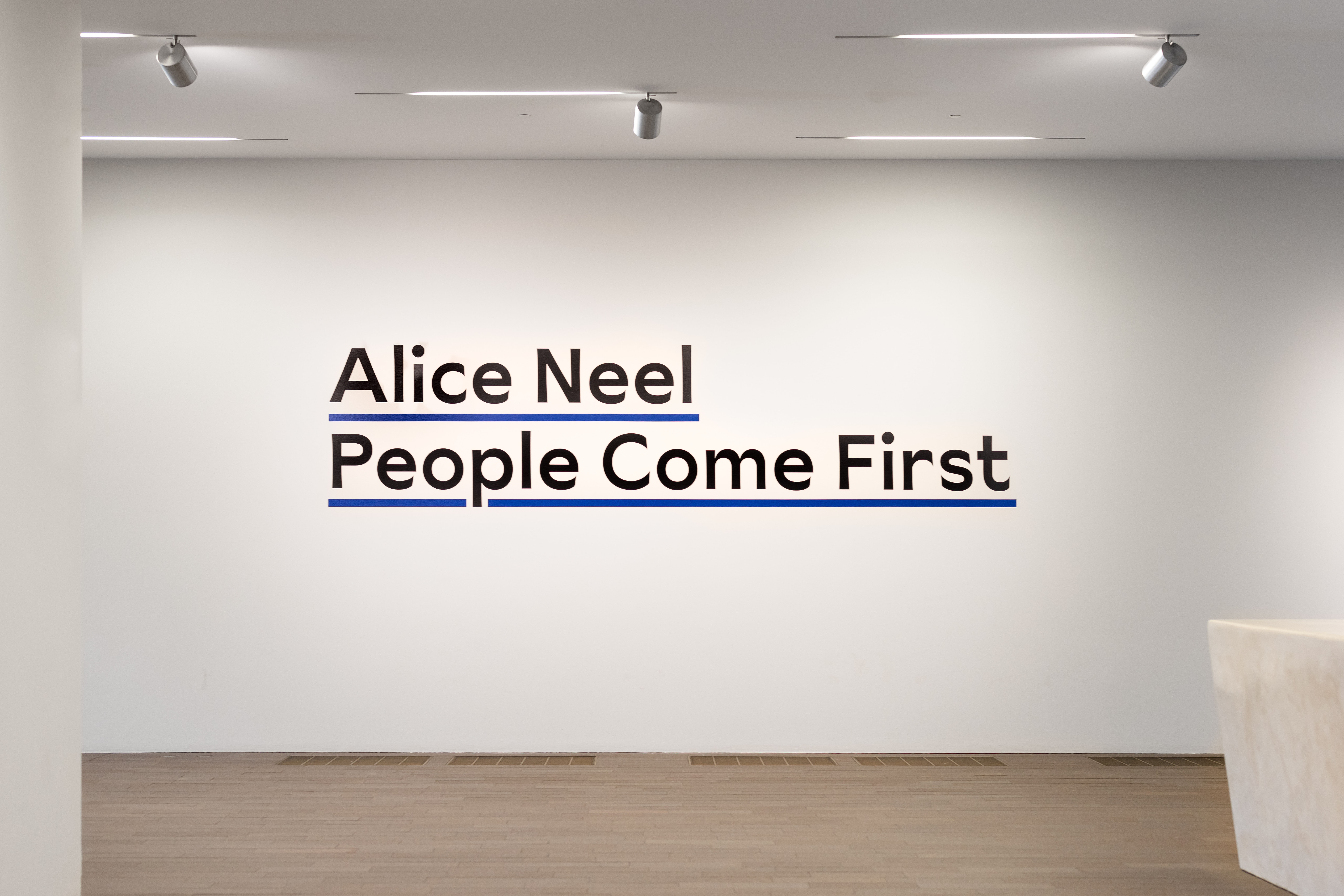 Gallery title wall (Alice Neel: People Come First, 2021).