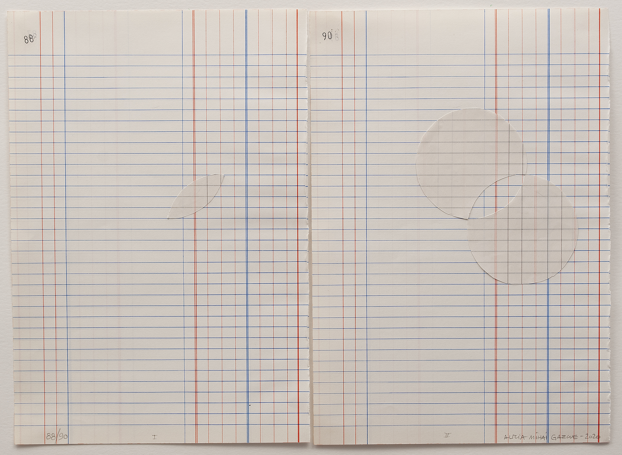 88/90, 2020 Collage on graphic paper 12.5" x 17.25"