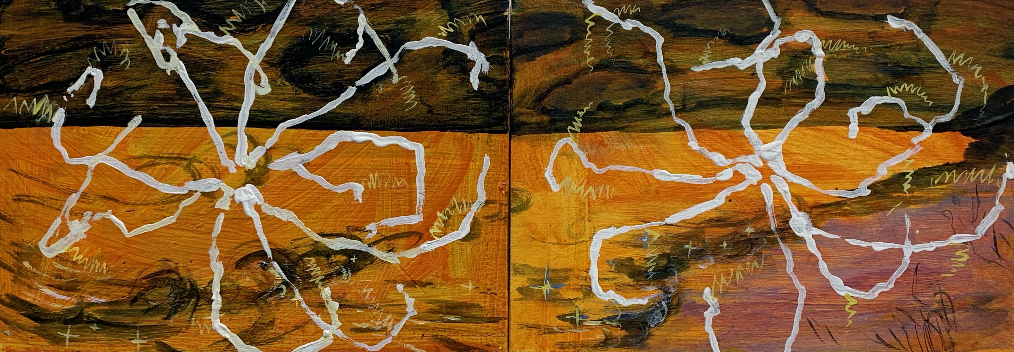 Ruby HenricksonAll rivers and veins lead back to this (left eye, right eye)8x20"Acrylic on panel2022