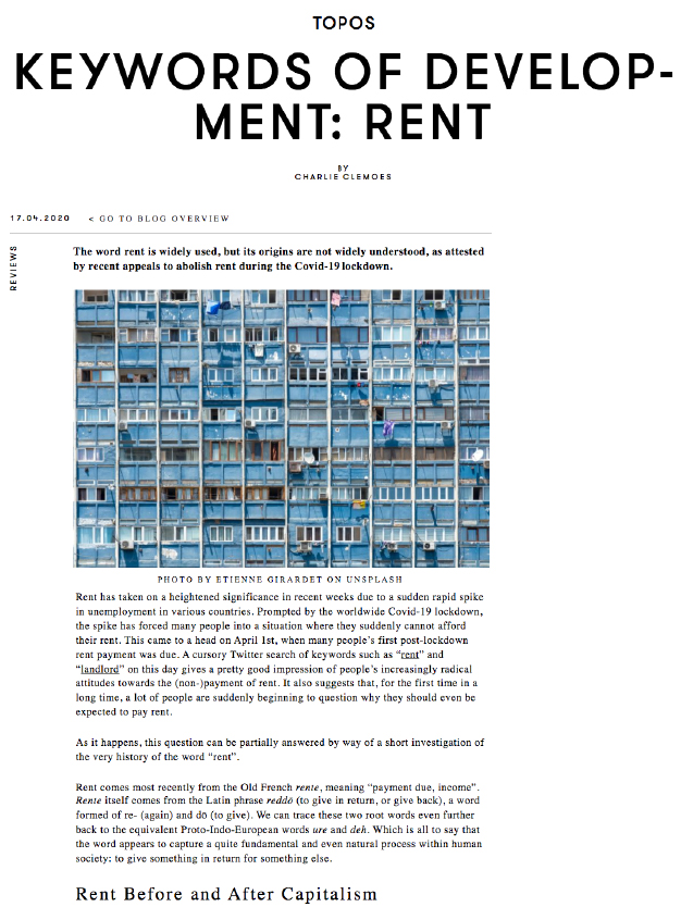 Keywords of Development: Rent