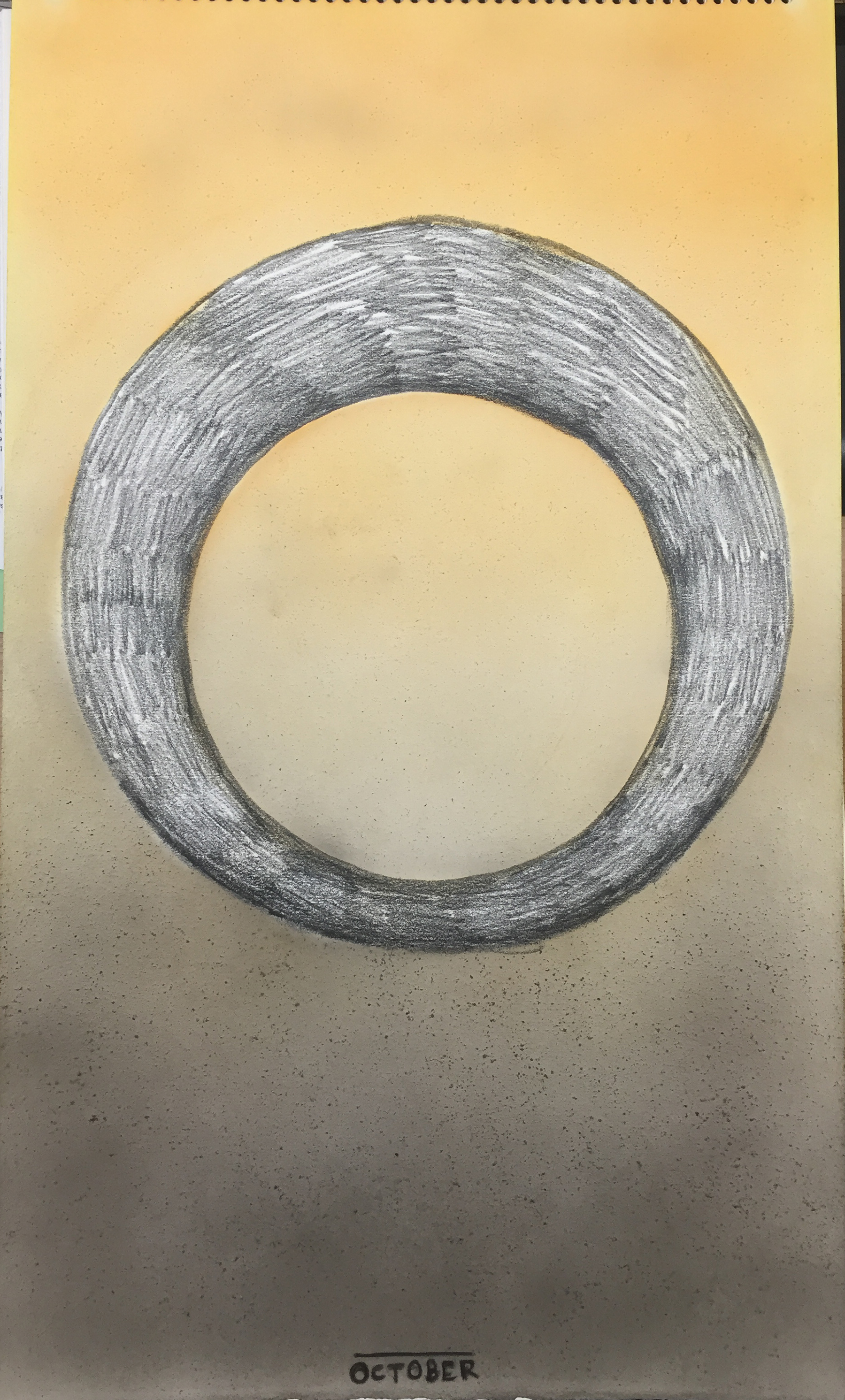 October for Sidney 2015; watercolor airbrush and litho crayon