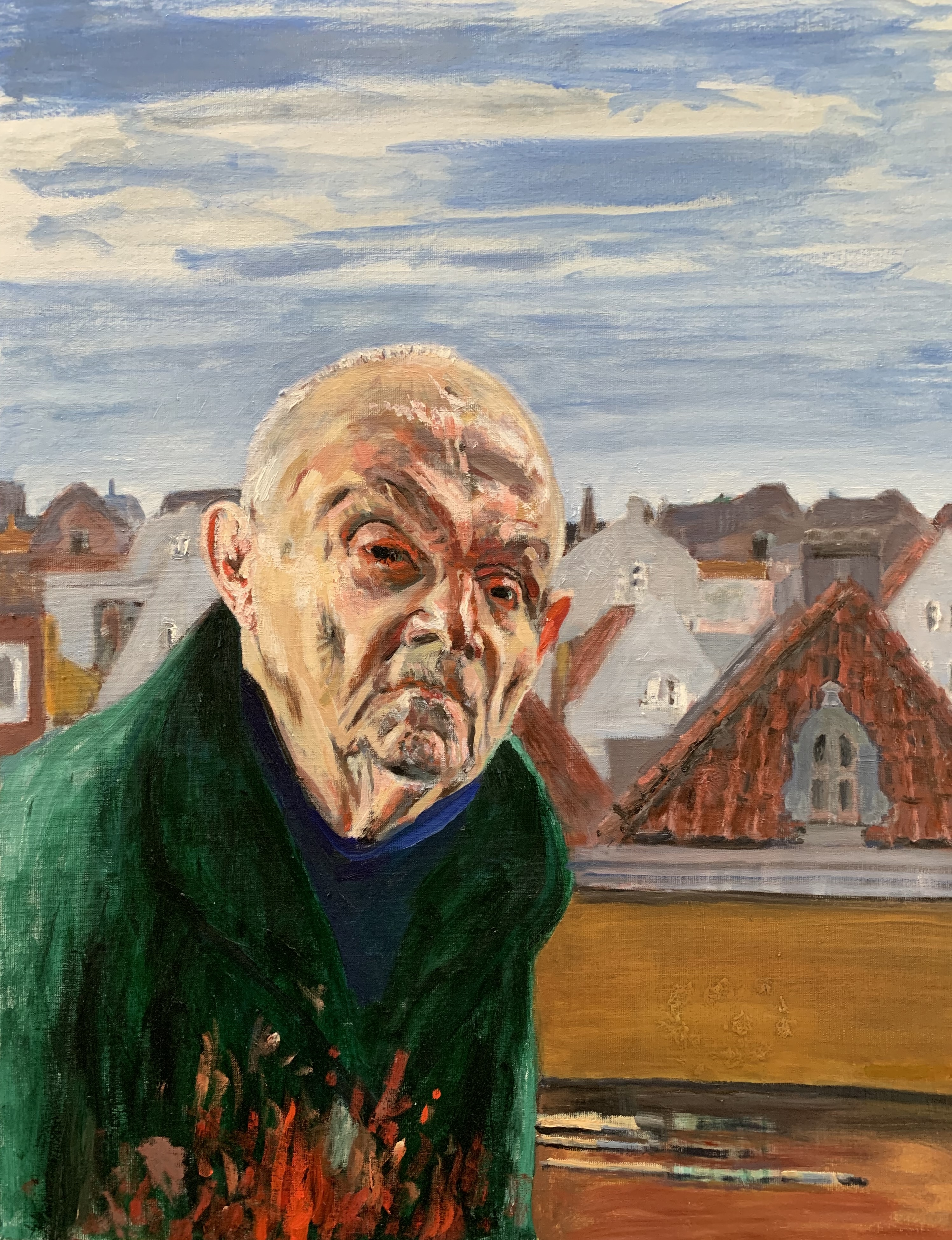 Self-portrait in my studio 2023 - 92x73 cm, oil