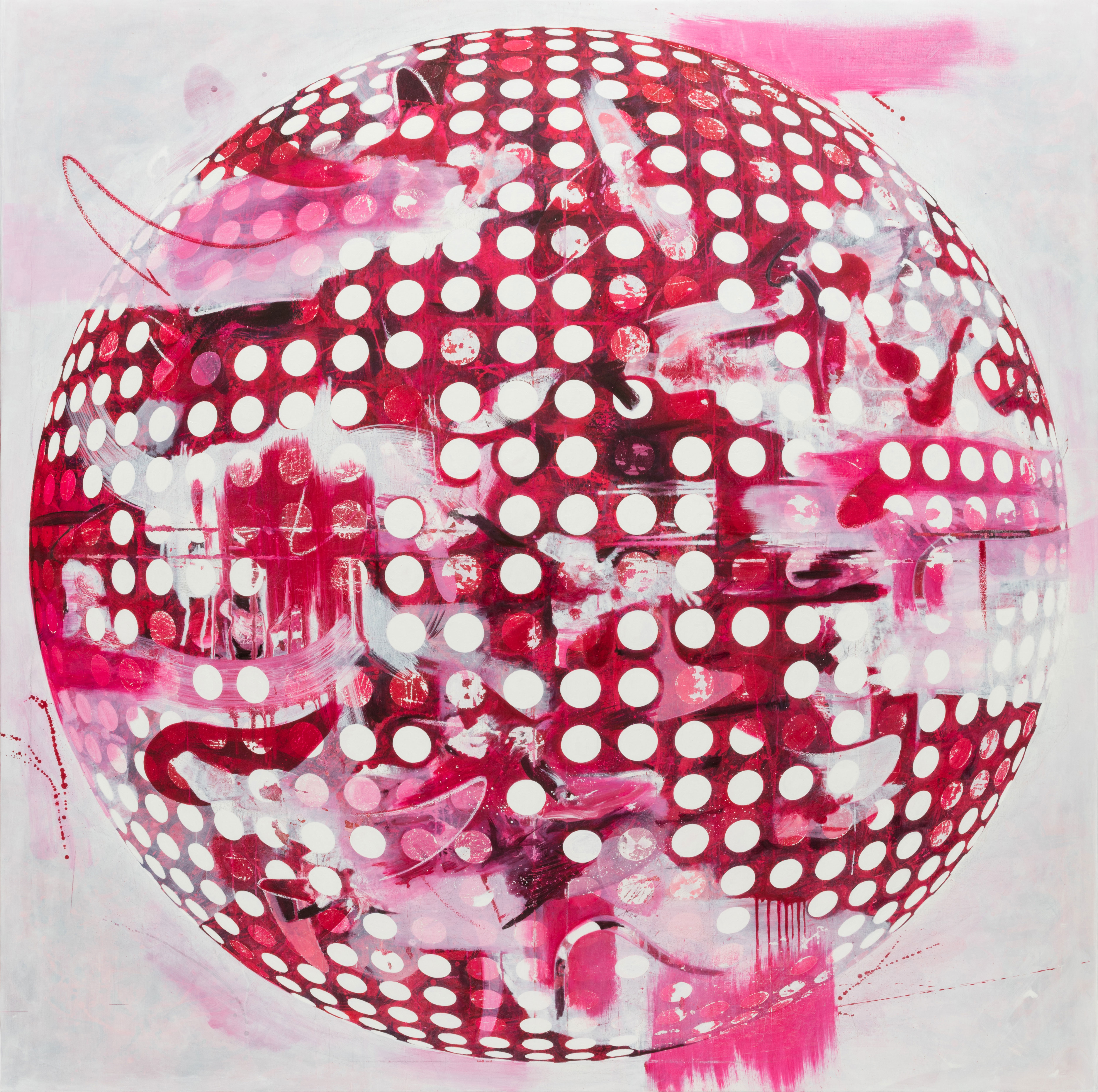 Sphere #12 (Rose Sphere), 2014. Oil on canvas. 200x200 cm
