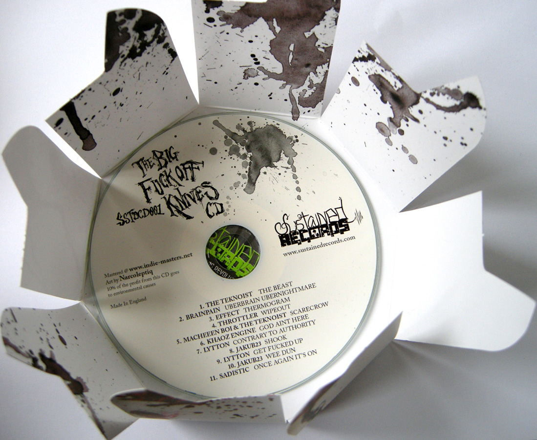  Sustained Records "Big Fuck Off Knives" CD design.