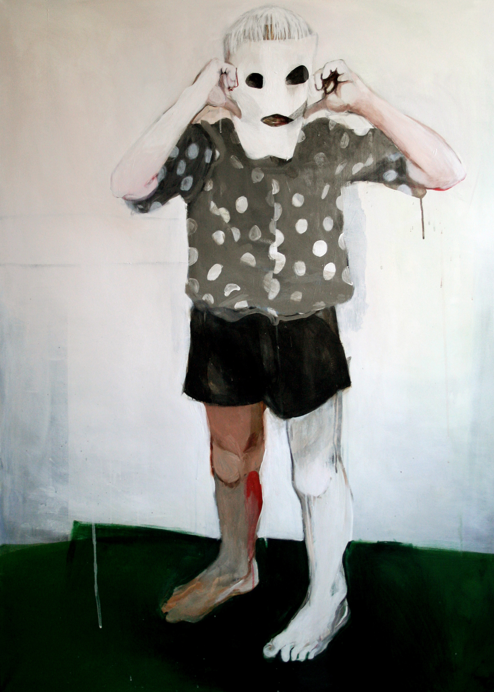 Boy with a mask, acrylic on canvas, 120/100 cm