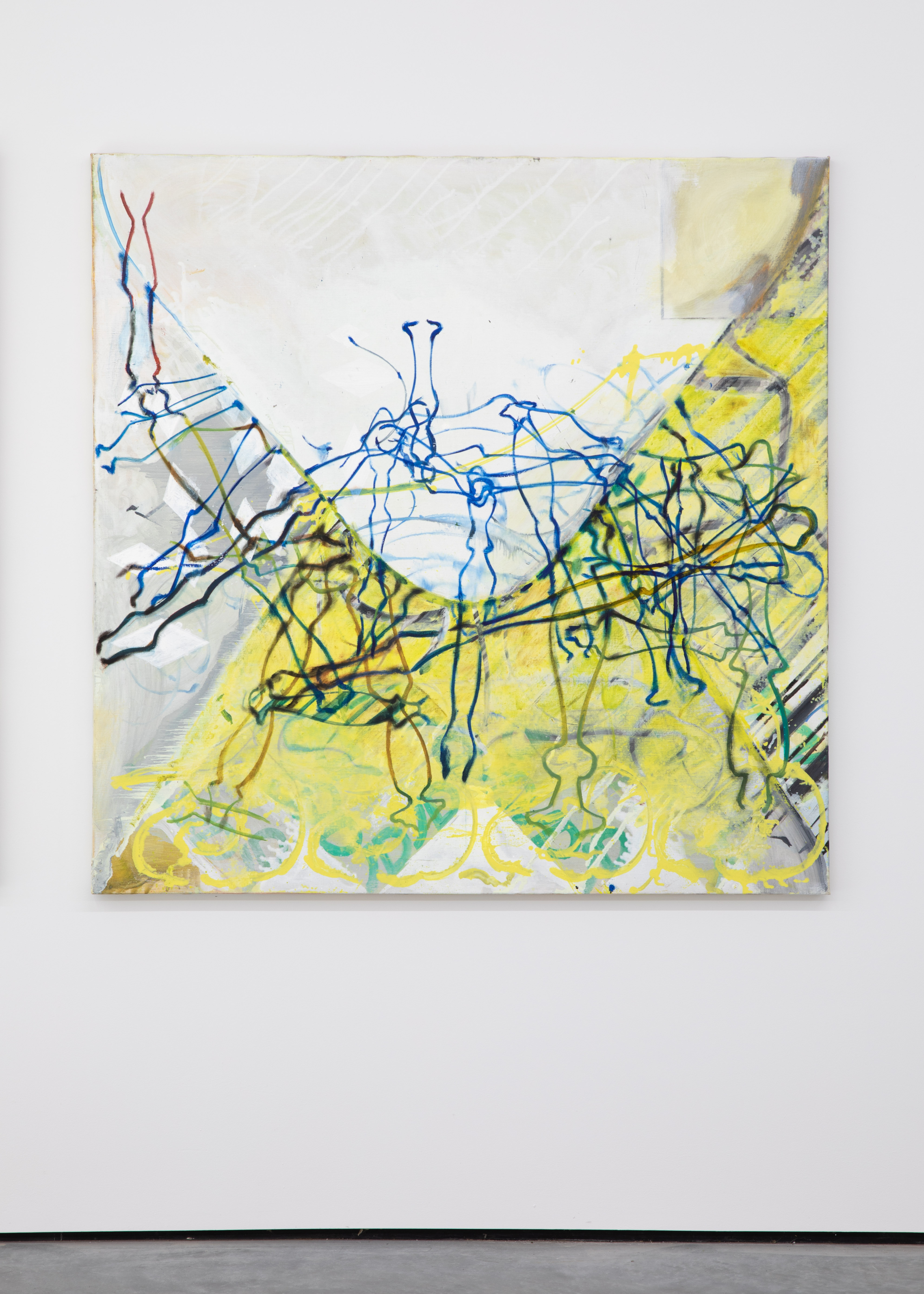 'Untitled (fascinator study)', oil and enamel on canvas 130 x 120 cm, 2025.