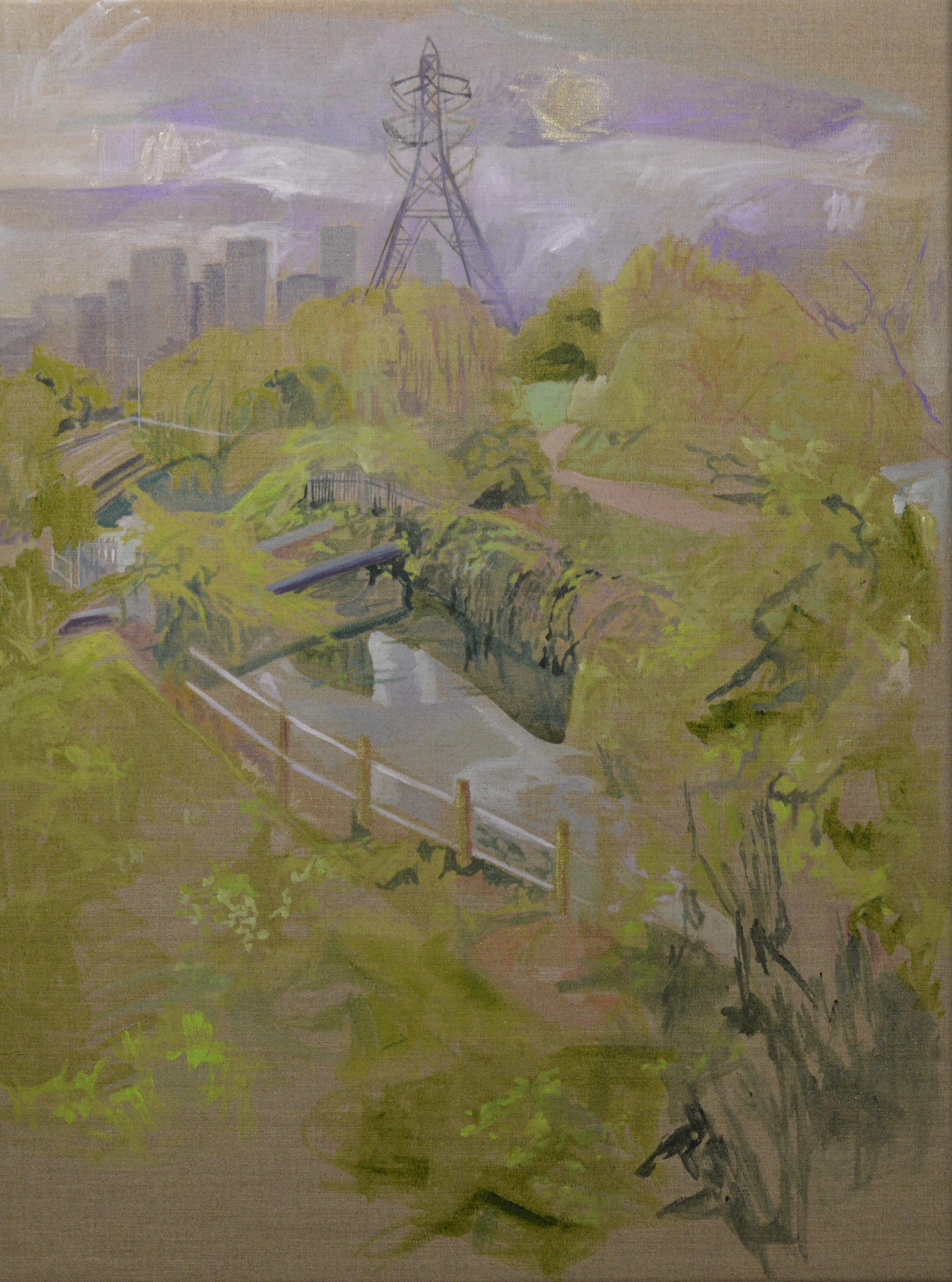 Large Pylon View (2023), acrylic on linen