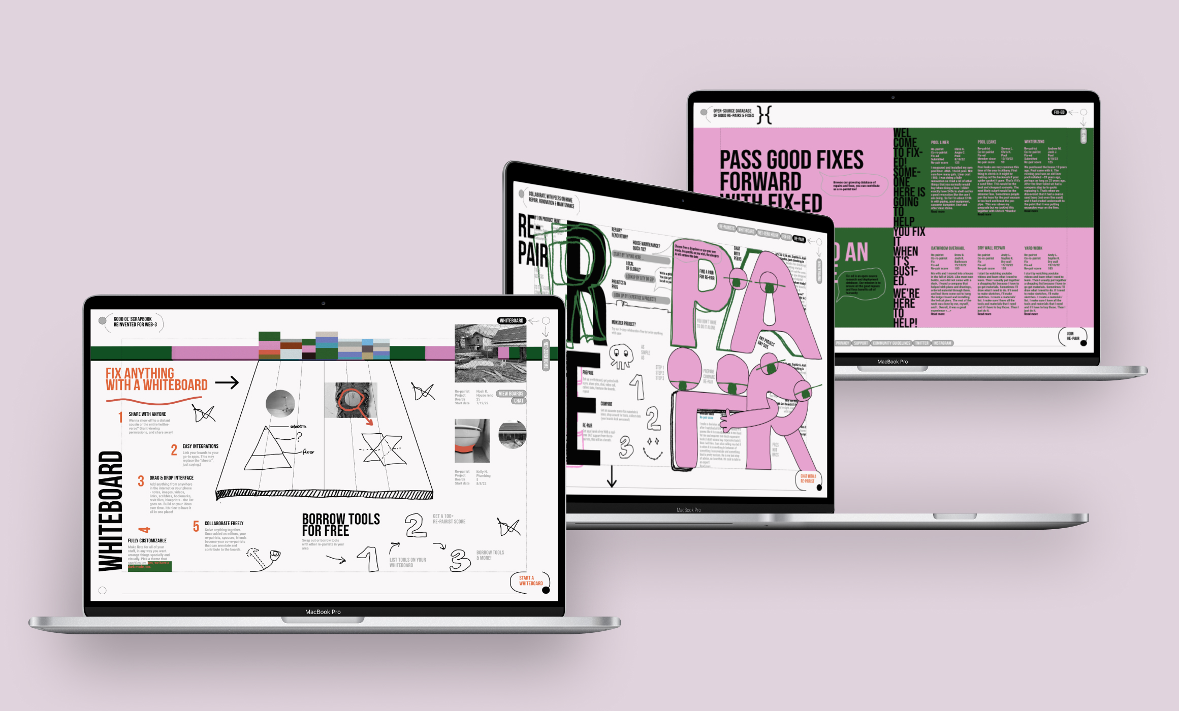 Re-Pair is a web app and an online community of DIY experts in home repair & maintenance connecting for peer-to-peer advice & resource management. Registered users submit content like links, images, videos on their collection of interactive Whiteboards which are then voted up or down by other members. Reddit for repair.