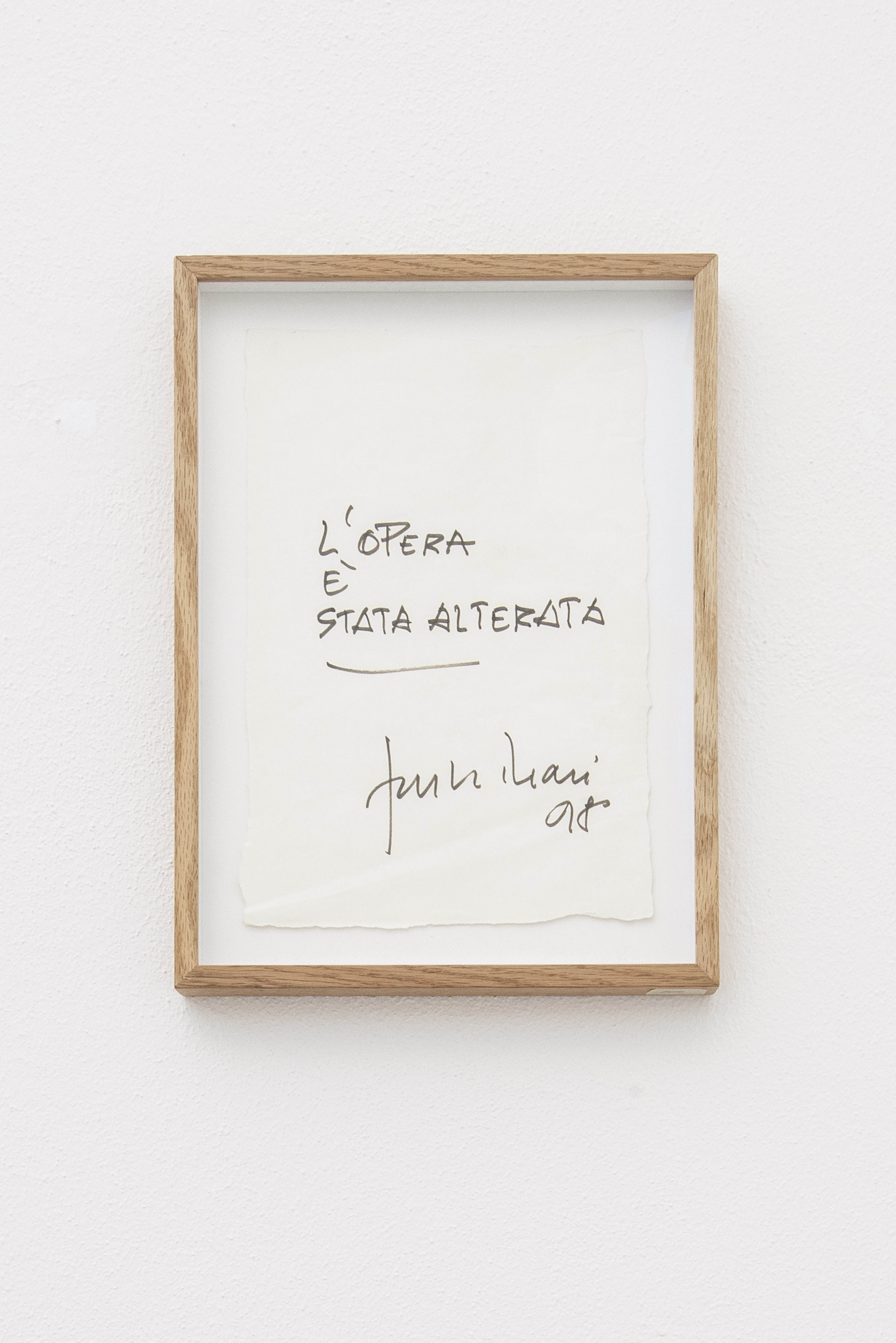 Giuseppe Chiari, L'opera è stata alterata, 1998, marking pen on paper, cm 26,5x18