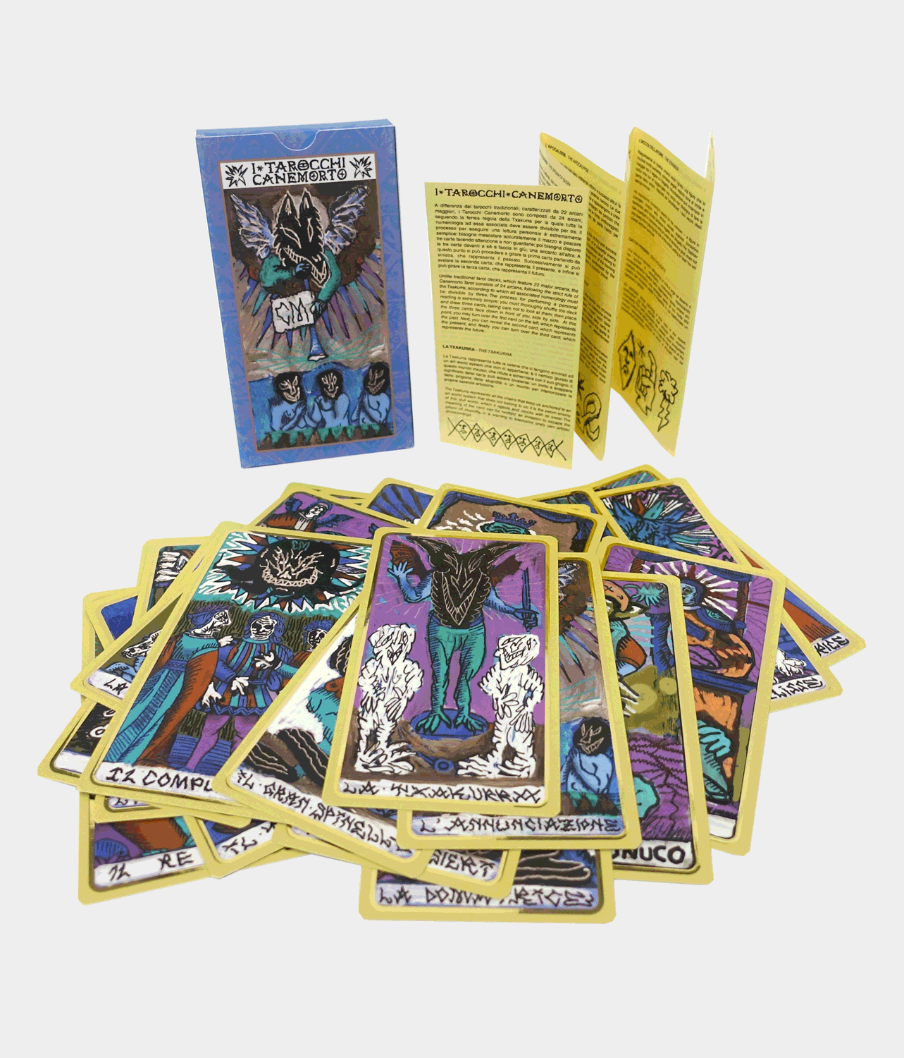 I NUOVI TAROCCHI CANEMORTOcards box with 24 tarots and instruction booklet, produced by Word Out Editions, 15x8x2cm, 2025 &middot; info